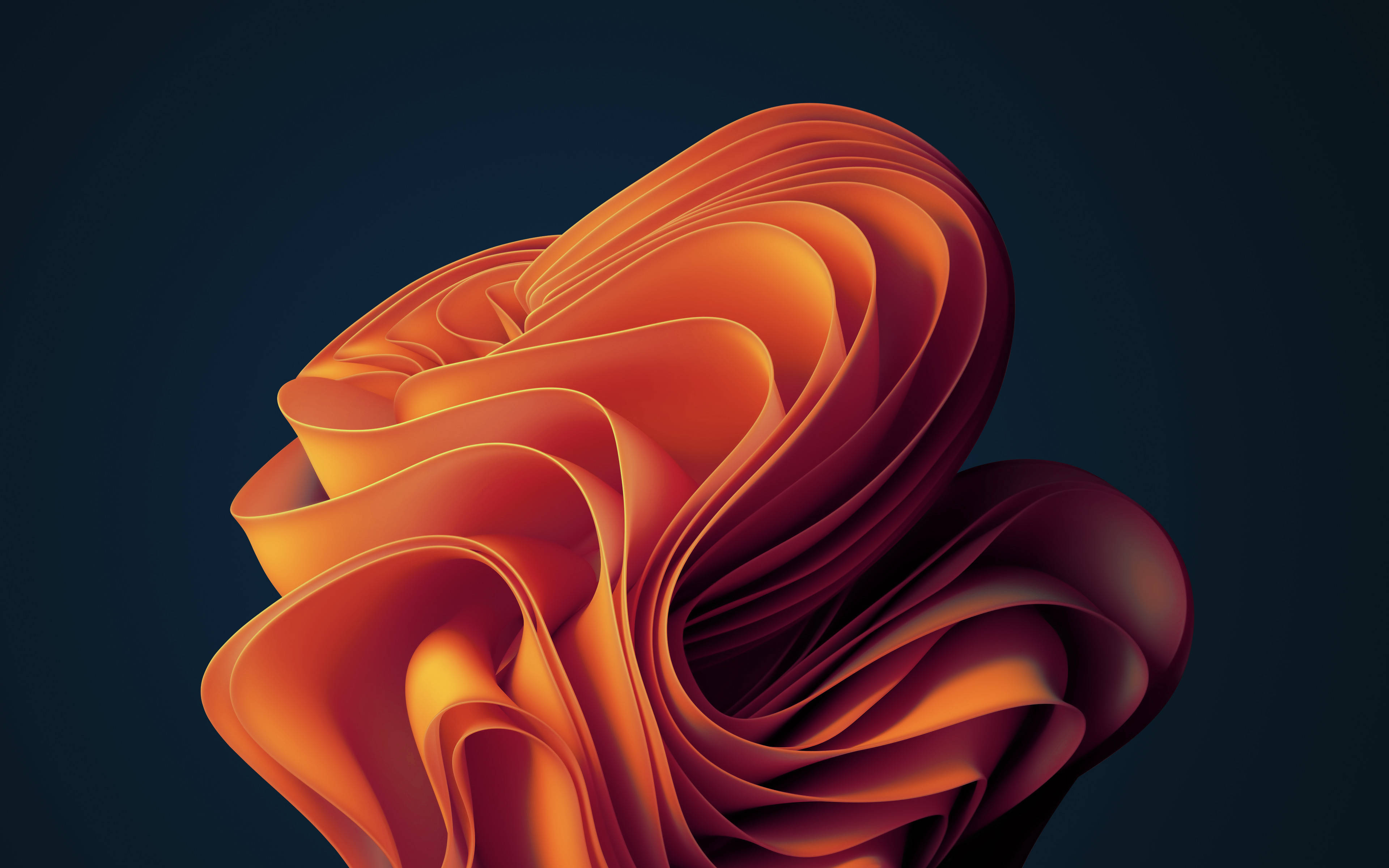 Orange Shape Stock, vibrant orange, flowing ribbons of light, 4K Desktop Wallpaper