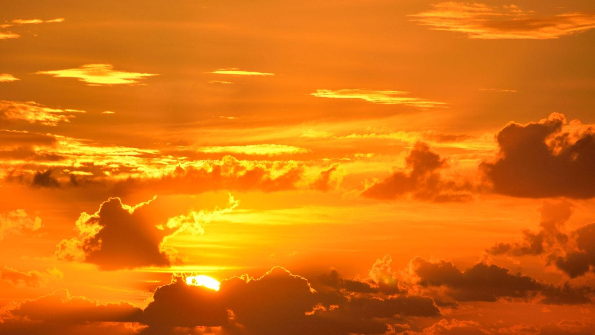 Sunset, Orange, Gold, Full HD Desktop Wallpaper