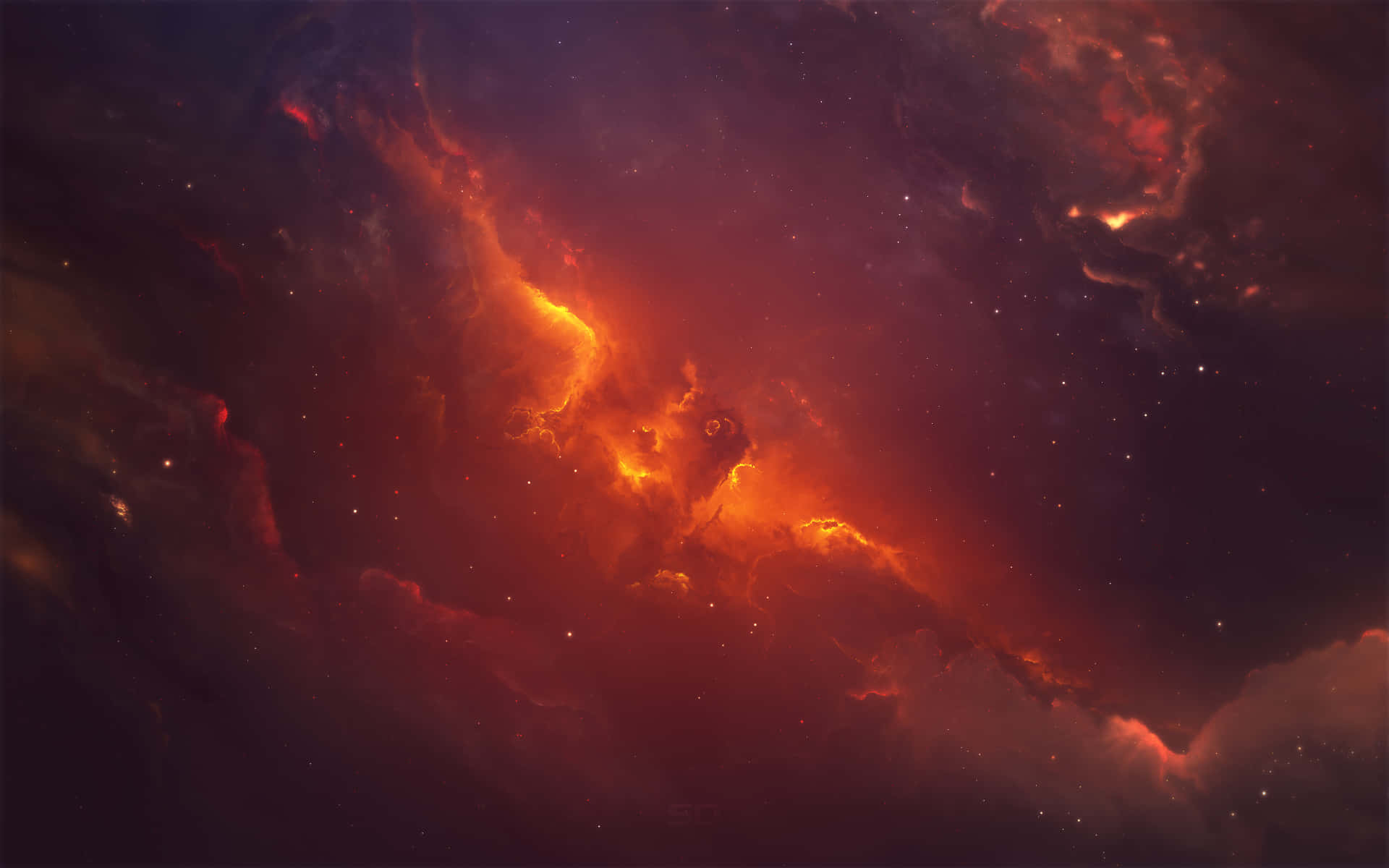 orange, red, cosmic clouds, Full HD Desktop Wallpaper