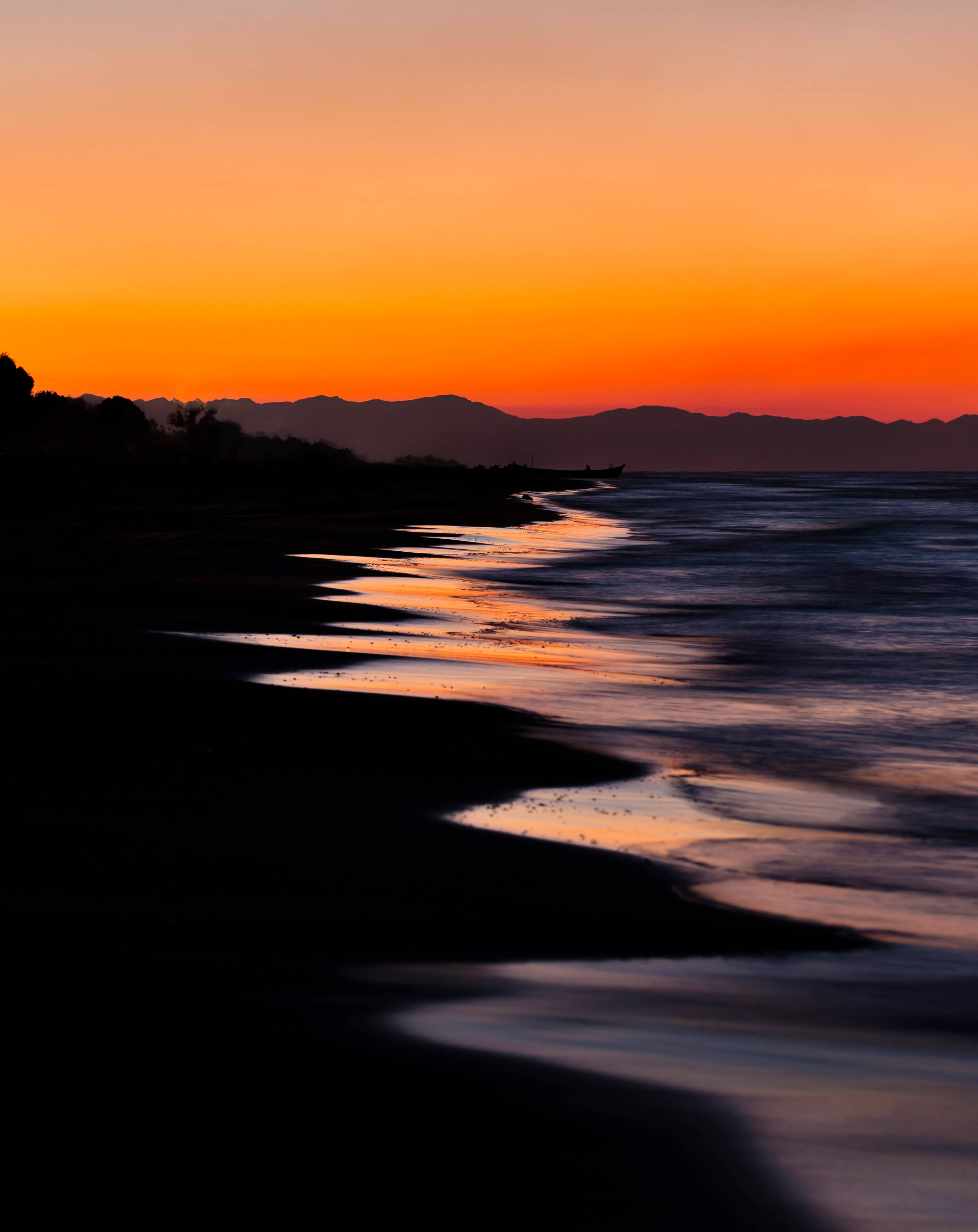 Orange Sunset, fiery orange, pink hues, 2K Phone Wallpaper