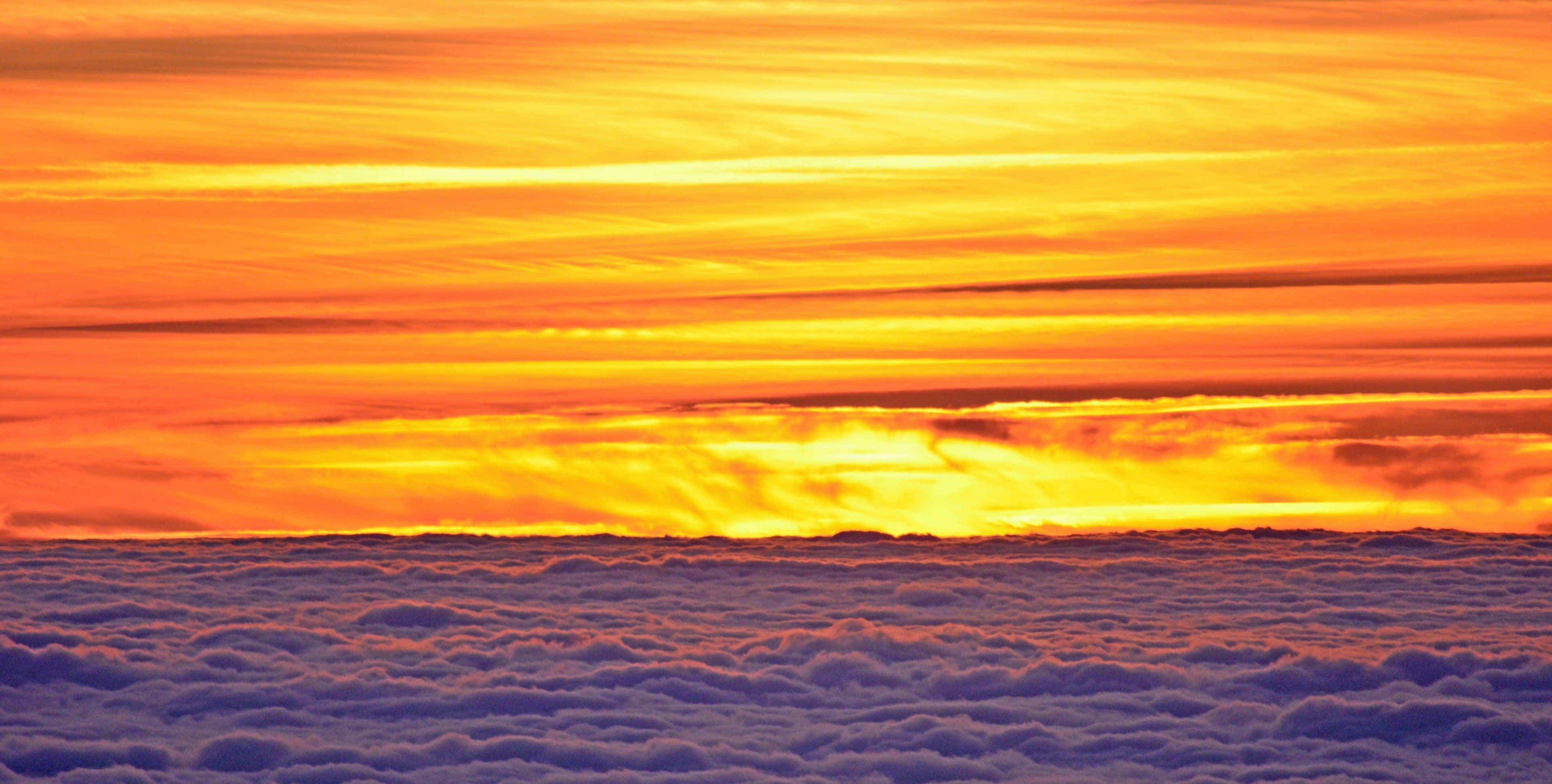 sunset, fiery orange, yellow hues, 4K Desktop Wallpaper