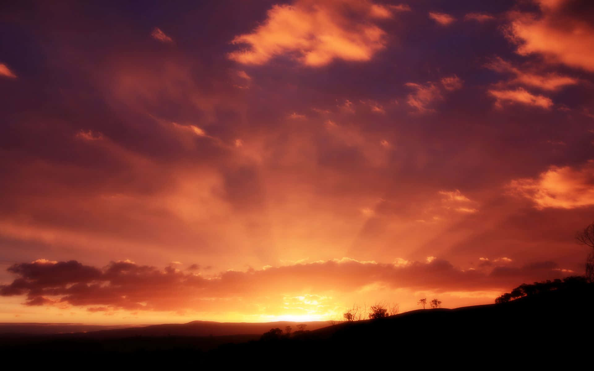 Orange Sunset, fiery orange, deep purple, Full HD Desktop Wallpaper