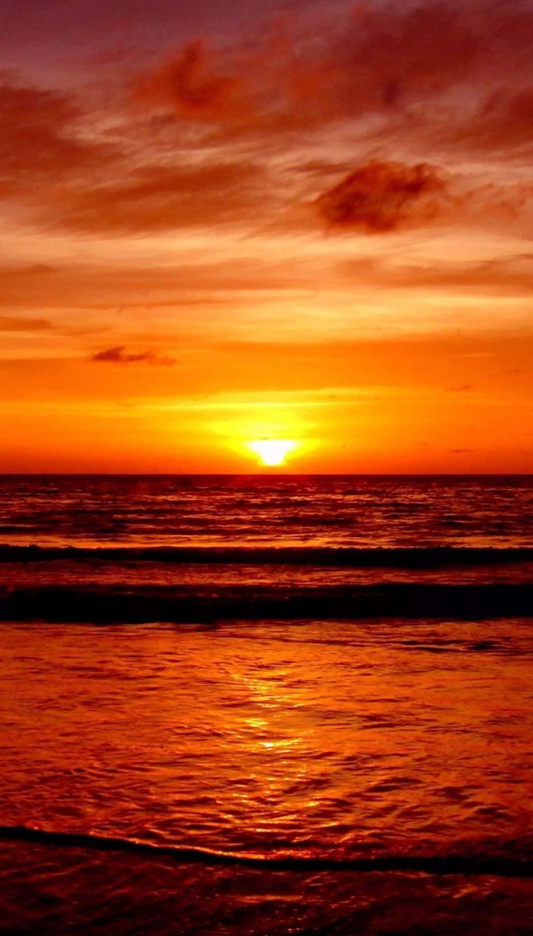 Orange Sunset, ocean, glowing orange, HD Phone Wallpaper