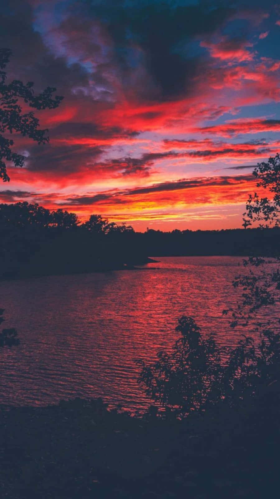 Orange Sunset, fiery sunset, vivid reds and purples, HD Phone Wallpaper