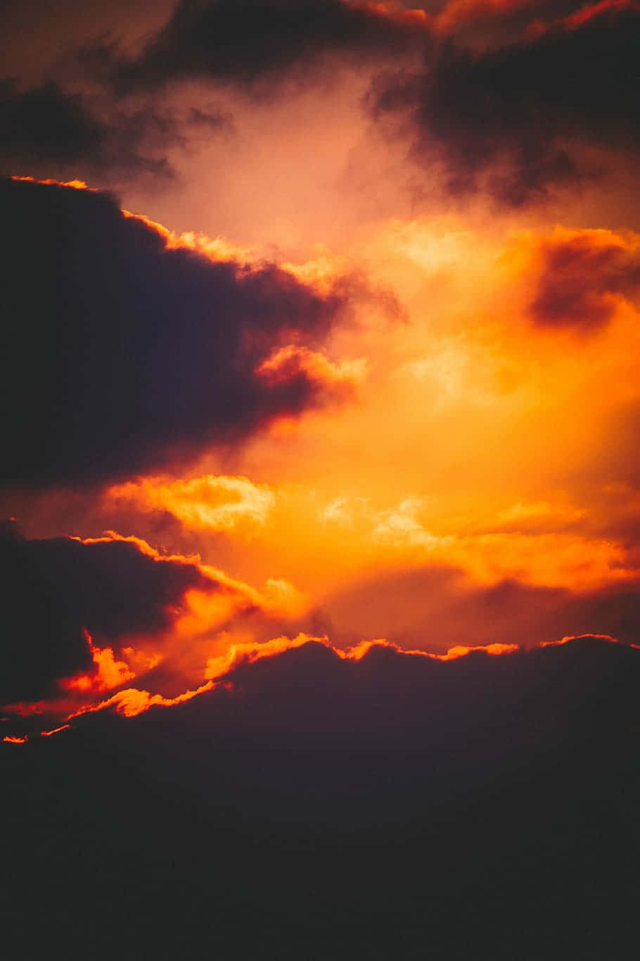 Orange Sunset, fiery orange, deep purple, HD Phone Wallpaper
