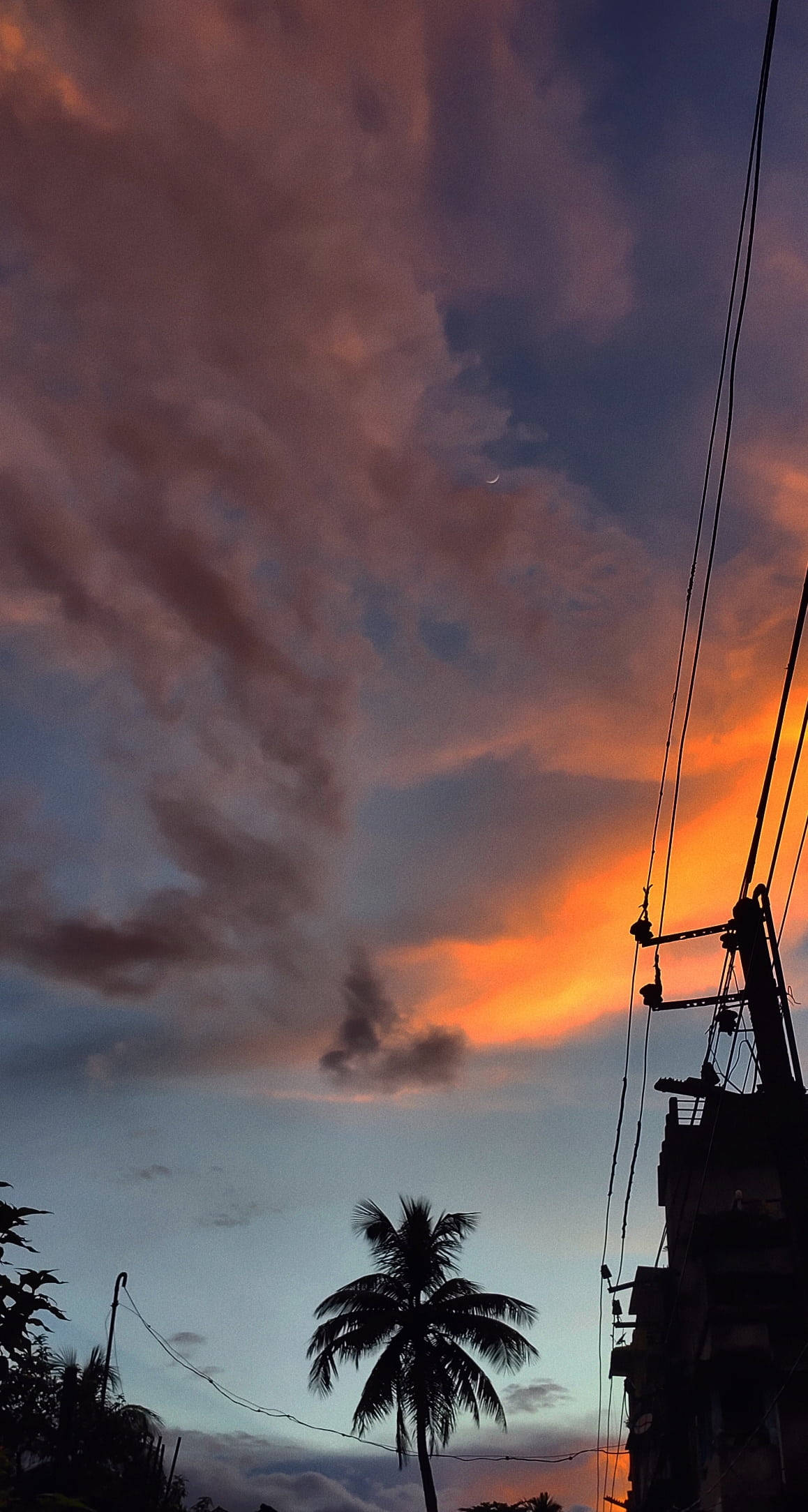 Orange Aesthetic Sunset, fiery orange, deep purple, Full HD Phone Wallpaper