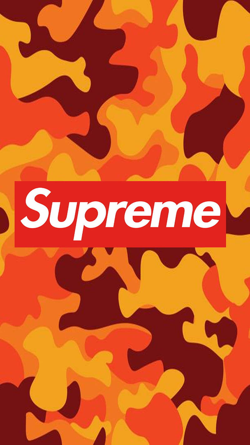 Orange Supreme, Supreme logo, fiery orange, HD Phone Wallpaper
