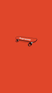 Supreme, orange background, red skateboard, SD Phone Wallpaper