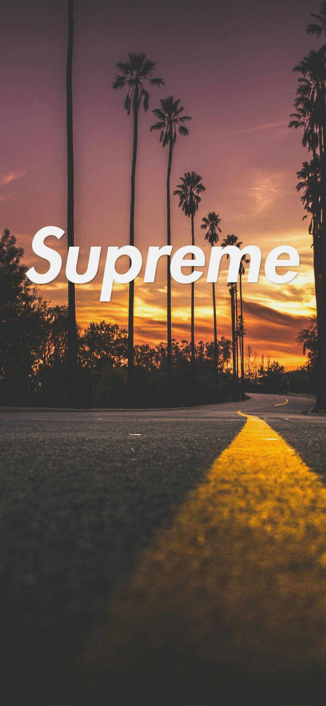 Orange Supreme, winding road, palm trees, Full HD Phone Wallpaper