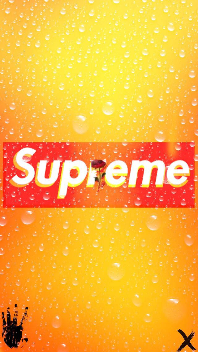 Orange Supreme, Supreme logo, dripping paint effect, SD Phone Wallpaper