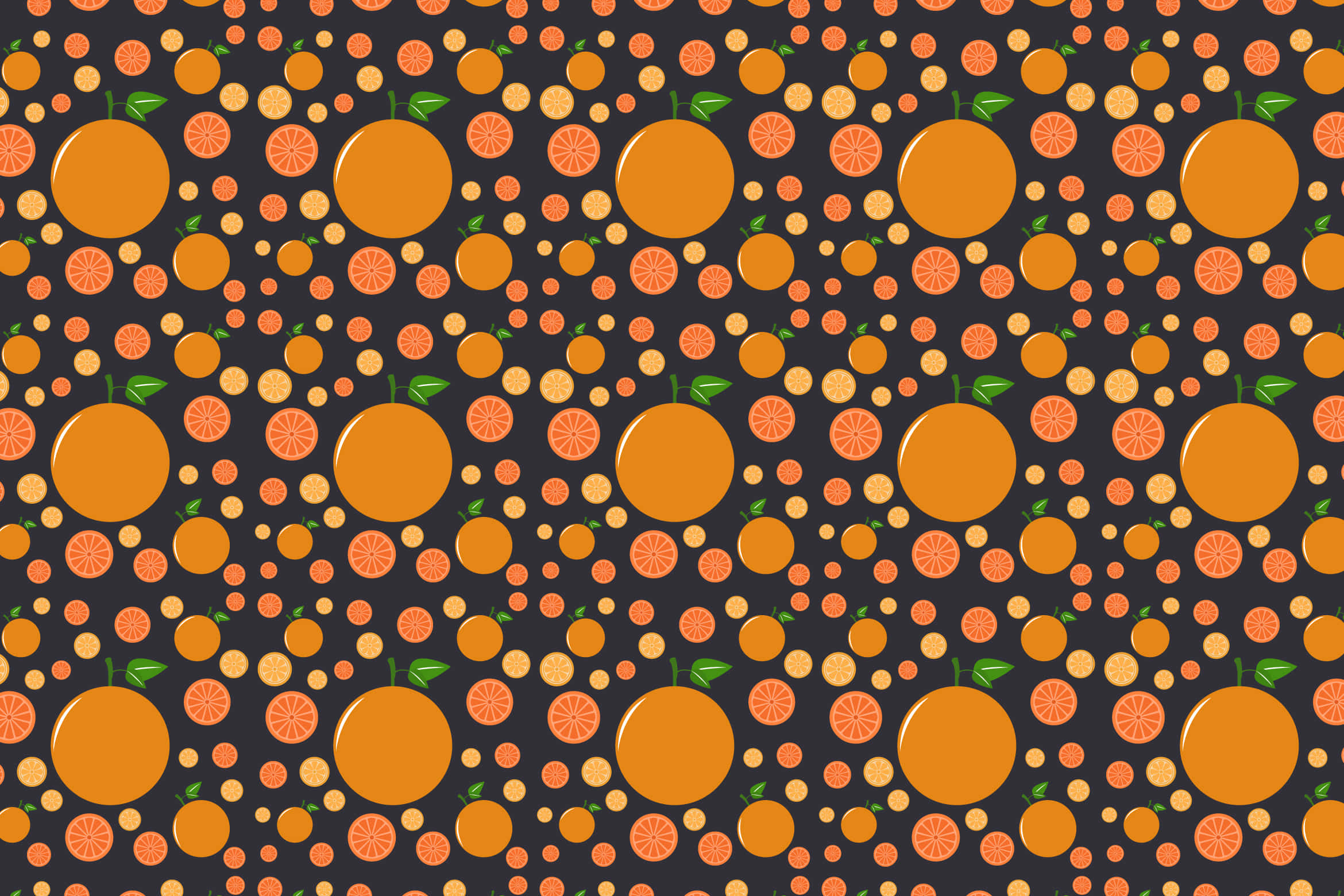 orange, green leaves, dark background, Full HD Desktop Wallpaper