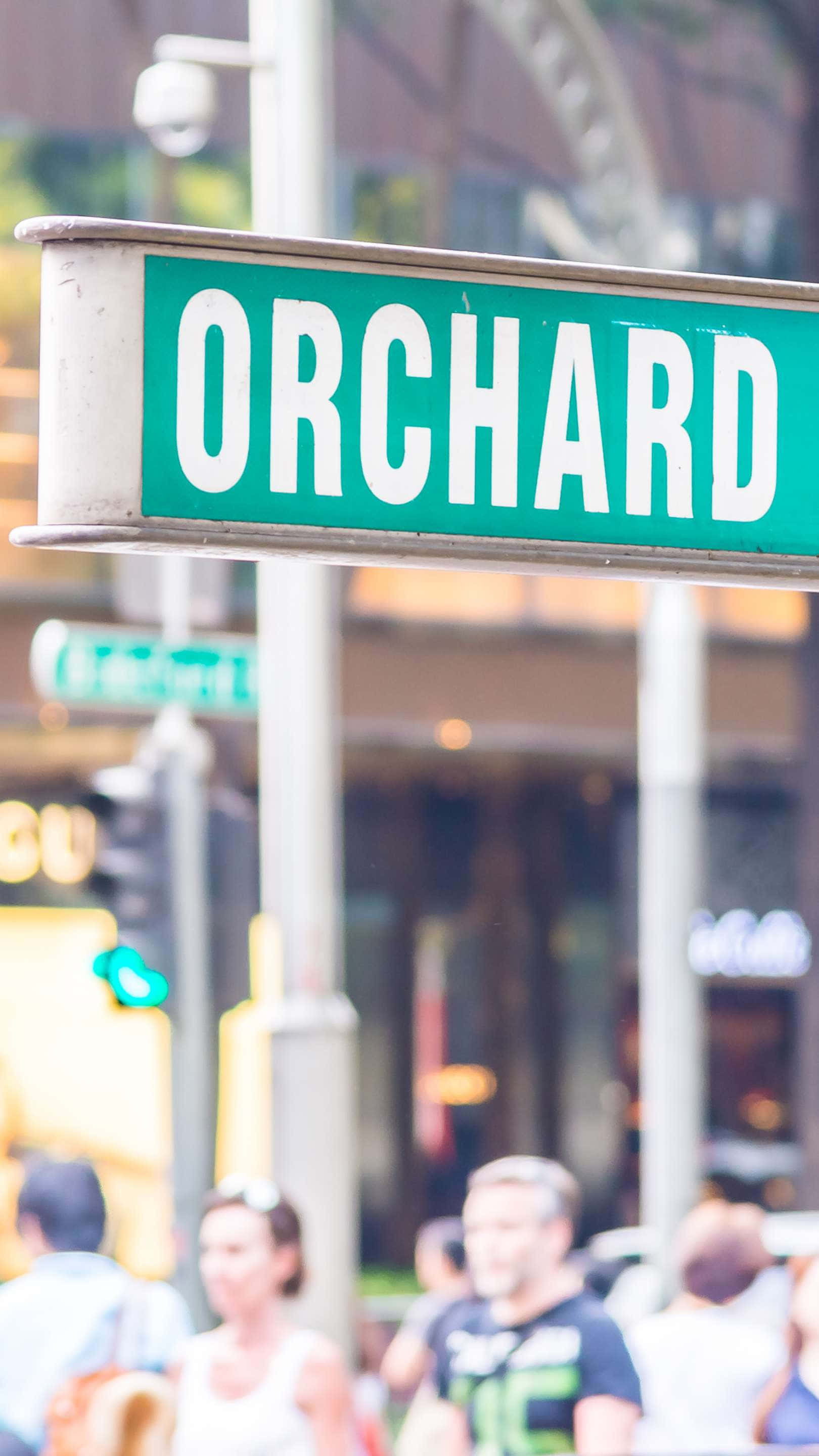 ORCHARD, street sign, green, 2K Phone Wallpaper