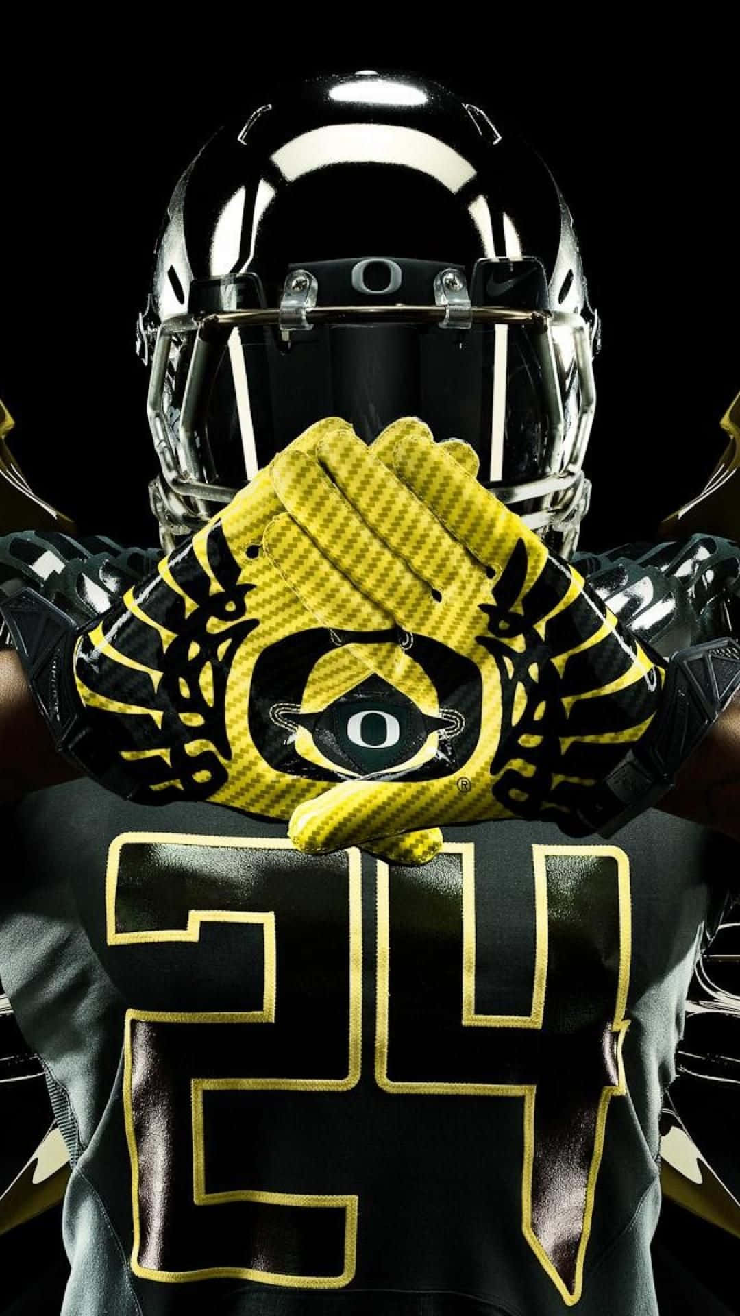 Oregon Ducks, black and yellow gear, Oregon Ducks logo, Full HD Phone Wallpaper