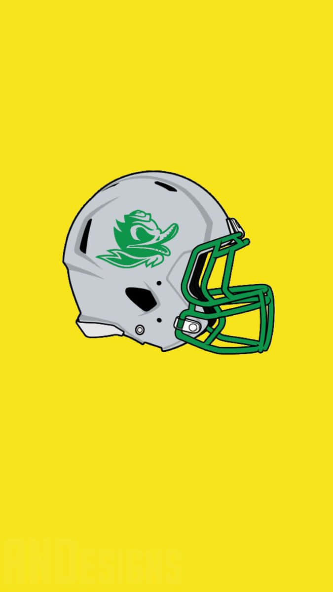 Oregon Ducks, silver football helmet, green rose logo, SD Phone Wallpaper