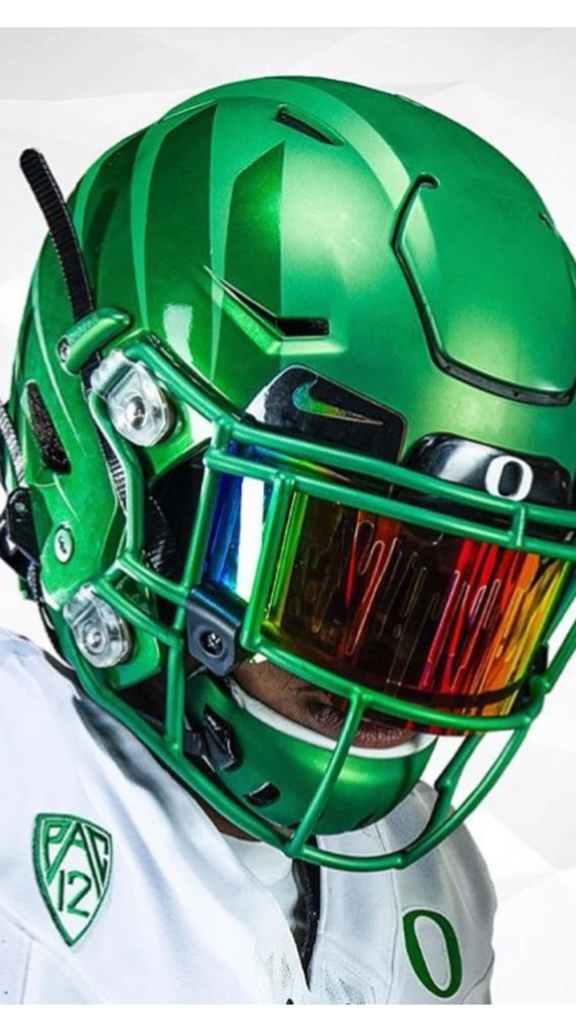 Oregon Ducks, shiny green football helmet, rainbow-tinted visor, Full HD Phone Wallpaper