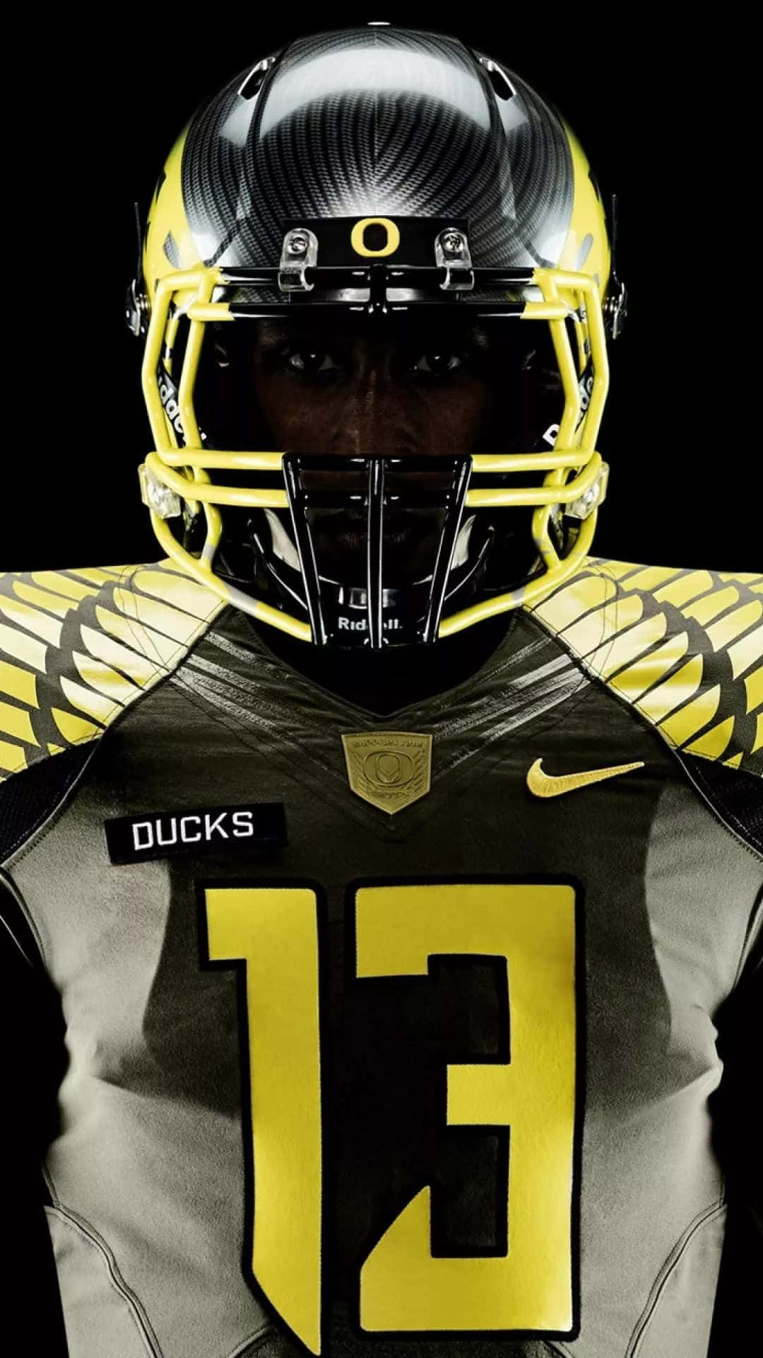Oregon Ducks, black and yellow Oregon Ducks uniform, number 13, Full HD Phone Wallpaper