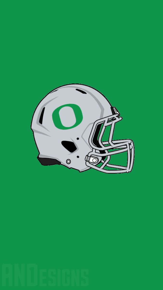 Oregon Ducks, silver football helmet, green 'O' logo, SD Phone Wallpaper