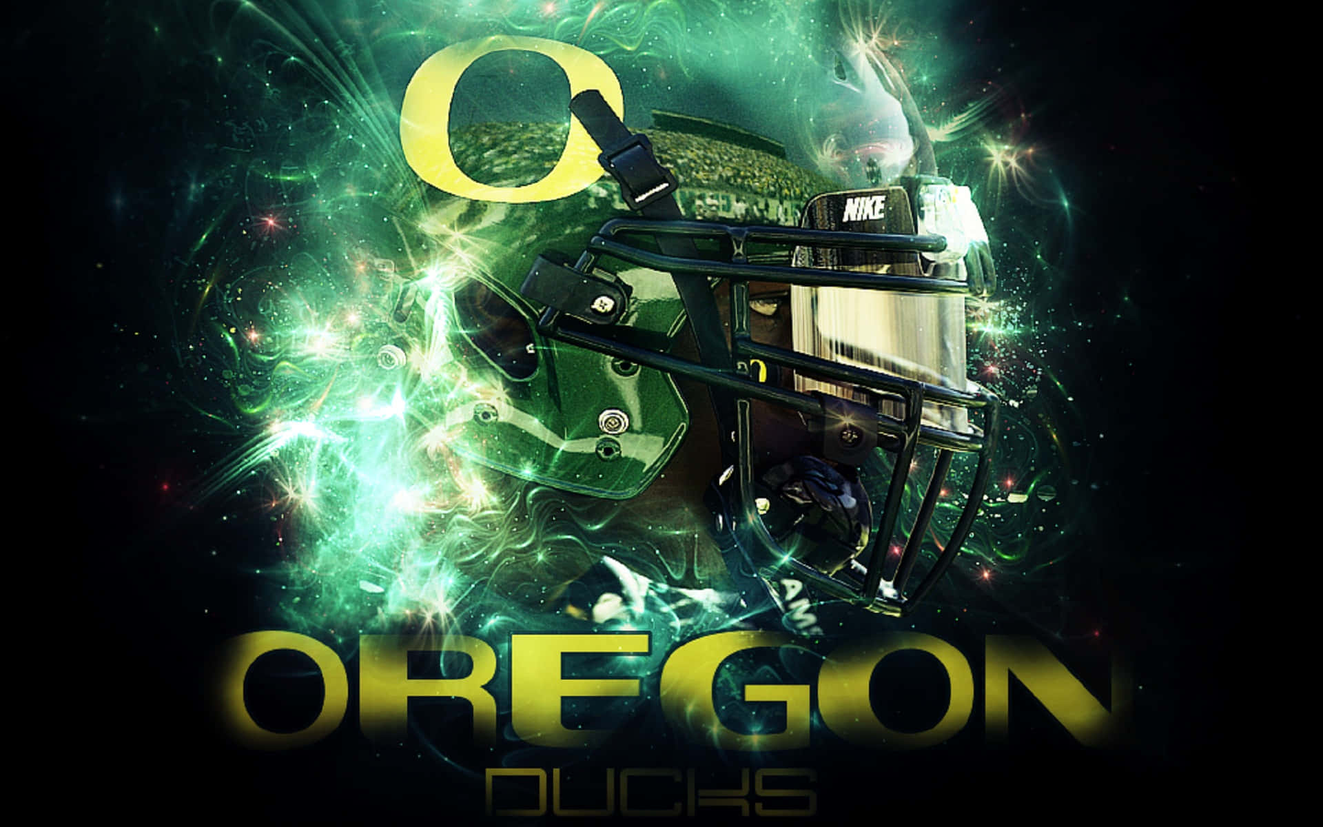 Oregon Ducks, glowing green, football helmet, Full HD Desktop Wallpaper