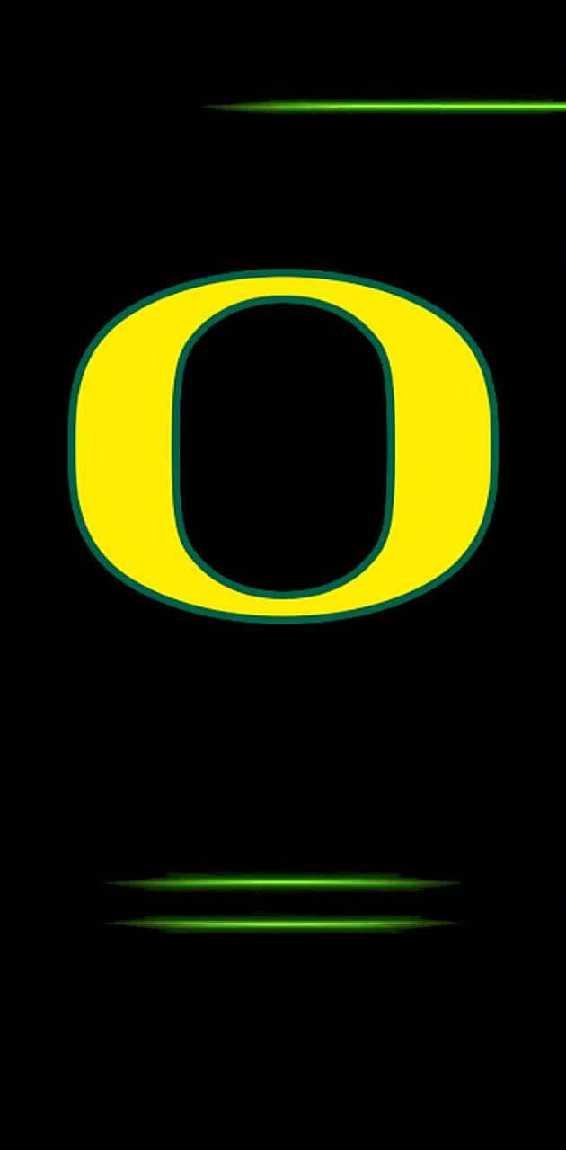 Oregon Ducks, yellow Oregon 'O' logo, green glow lines, HD Phone Wallpaper