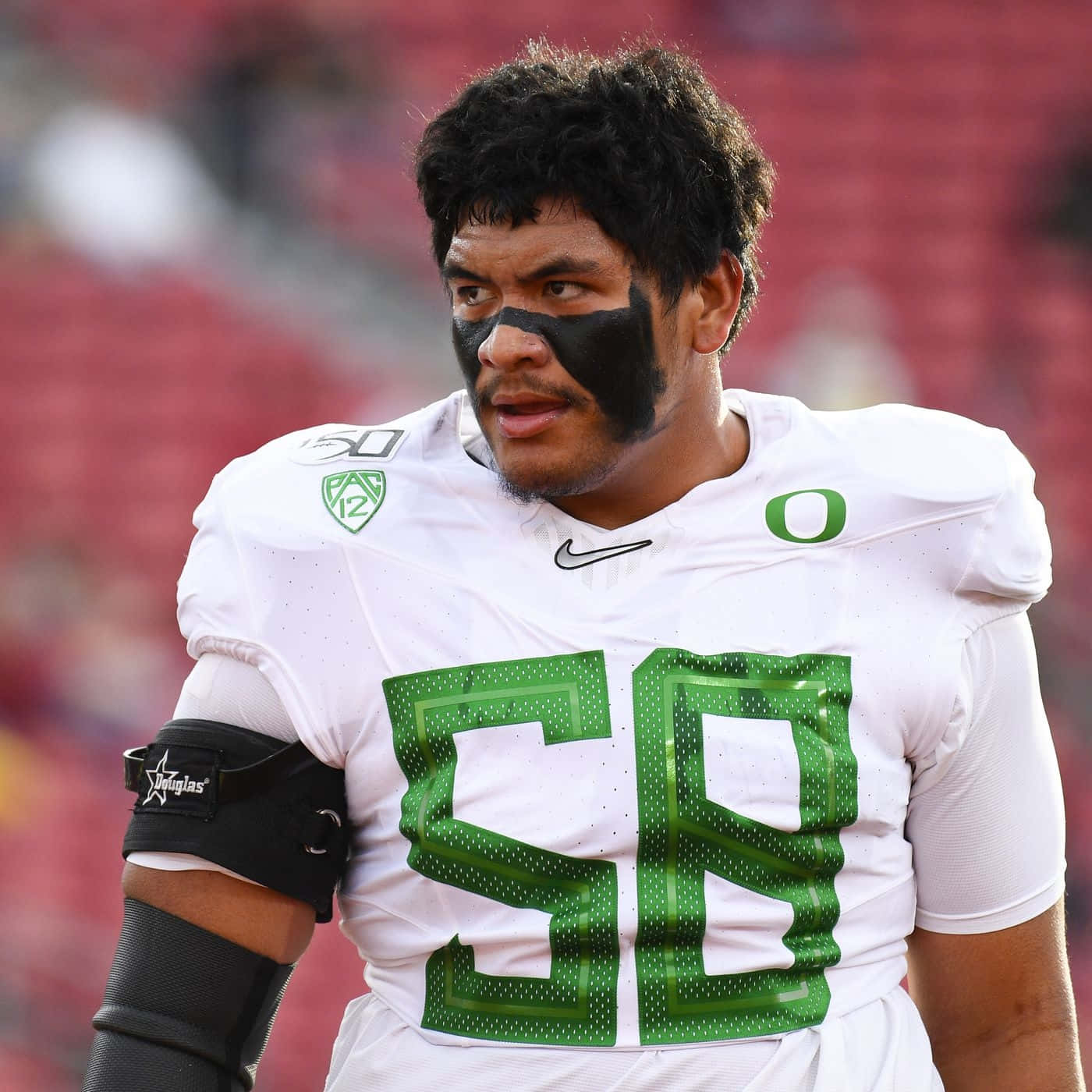 Oregon Ducks, number 58, white Oregon jersey, HD Desktop Wallpaper