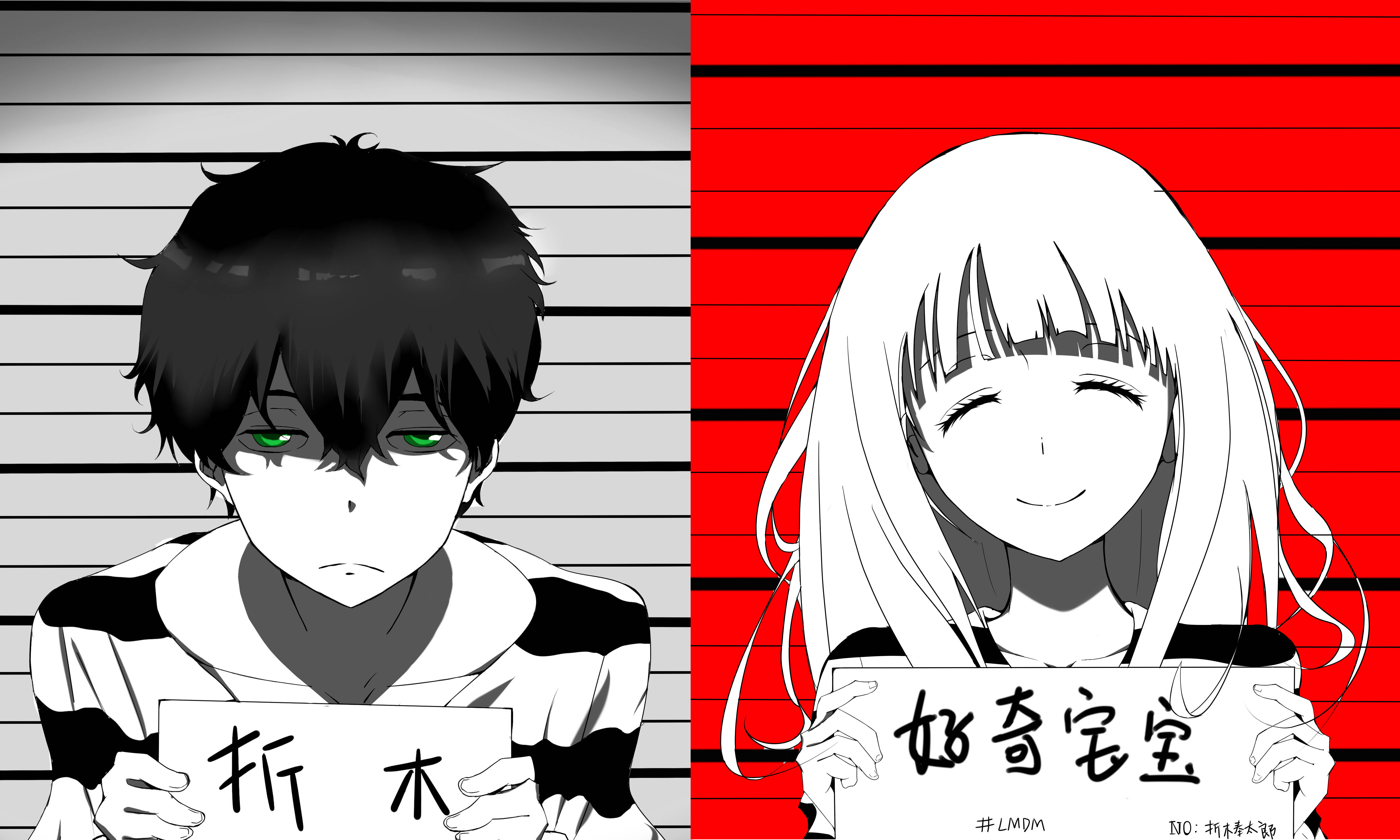 Oreki Houtarou, green eyes, gray stripes, 5K Desktop Wallpaper