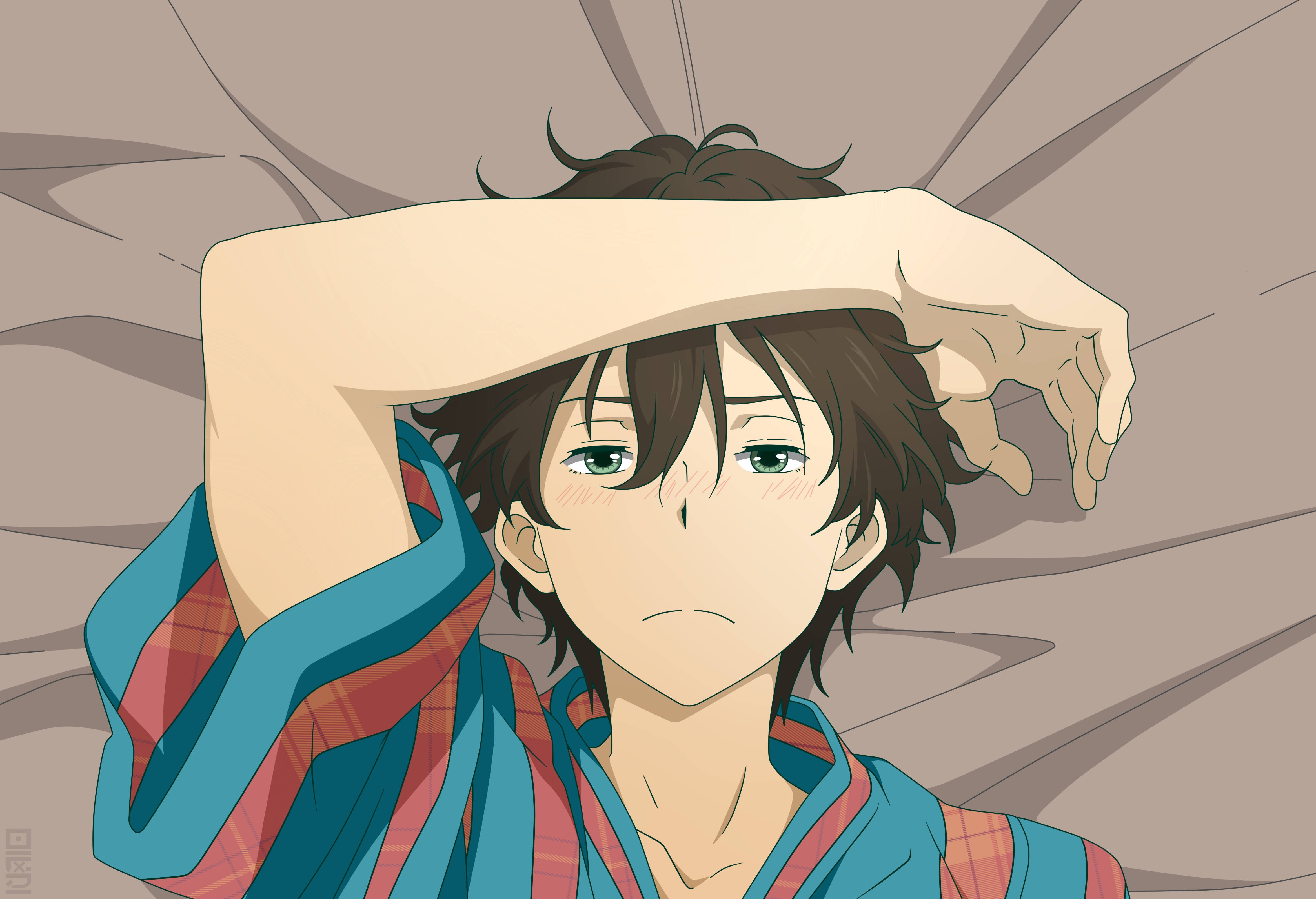 Oreki Houtarou, green eyes, messy brown hair, 4K Desktop Wallpaper