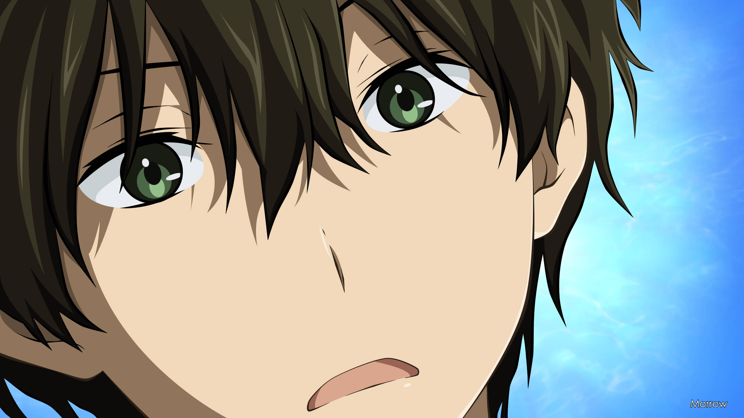 Oreki Houtarou, green eyes, brown hair, Full HD Desktop Wallpaper