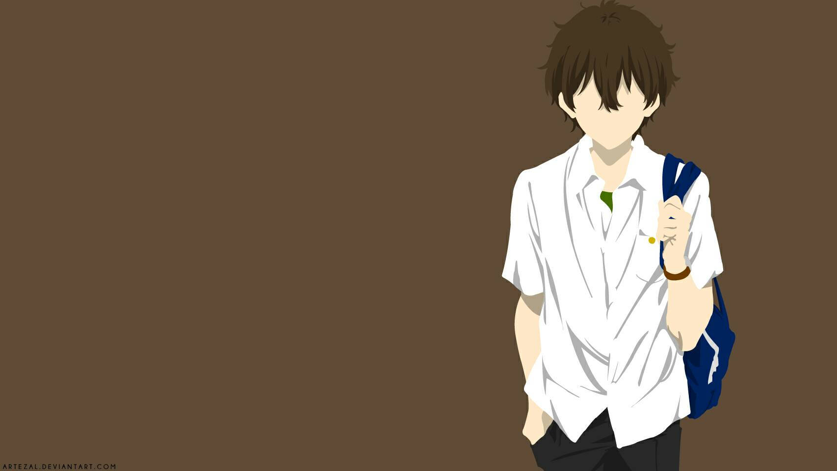 Oreki Houtarou, brown hair, white shirt, HD Desktop Wallpaper