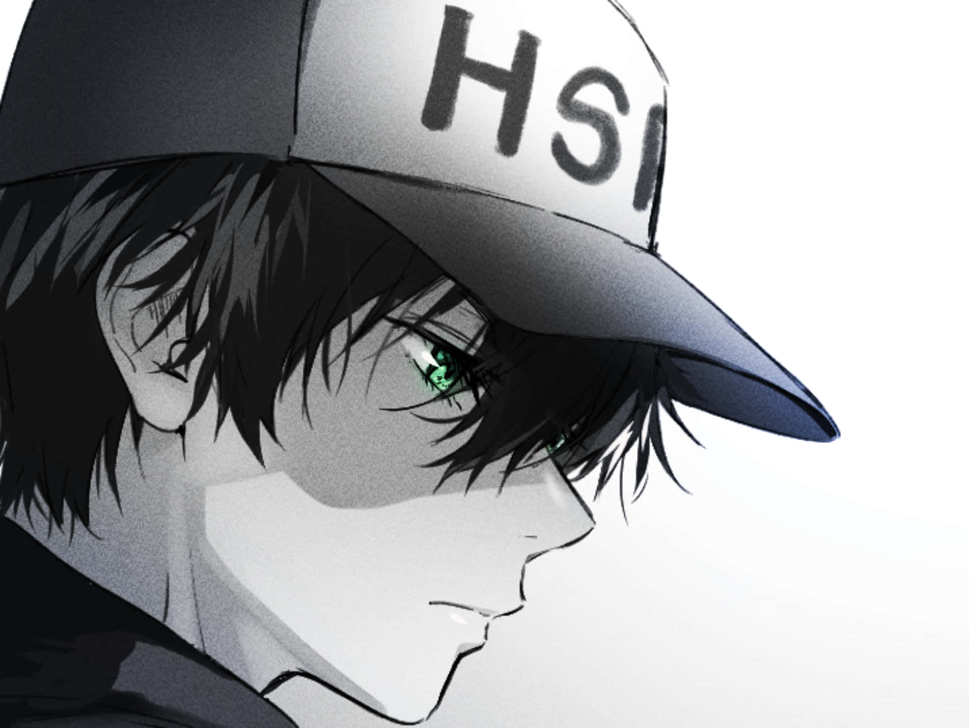 Oreki Houtarou, HSI cap, glowing green eyes, Full HD Desktop Wallpaper