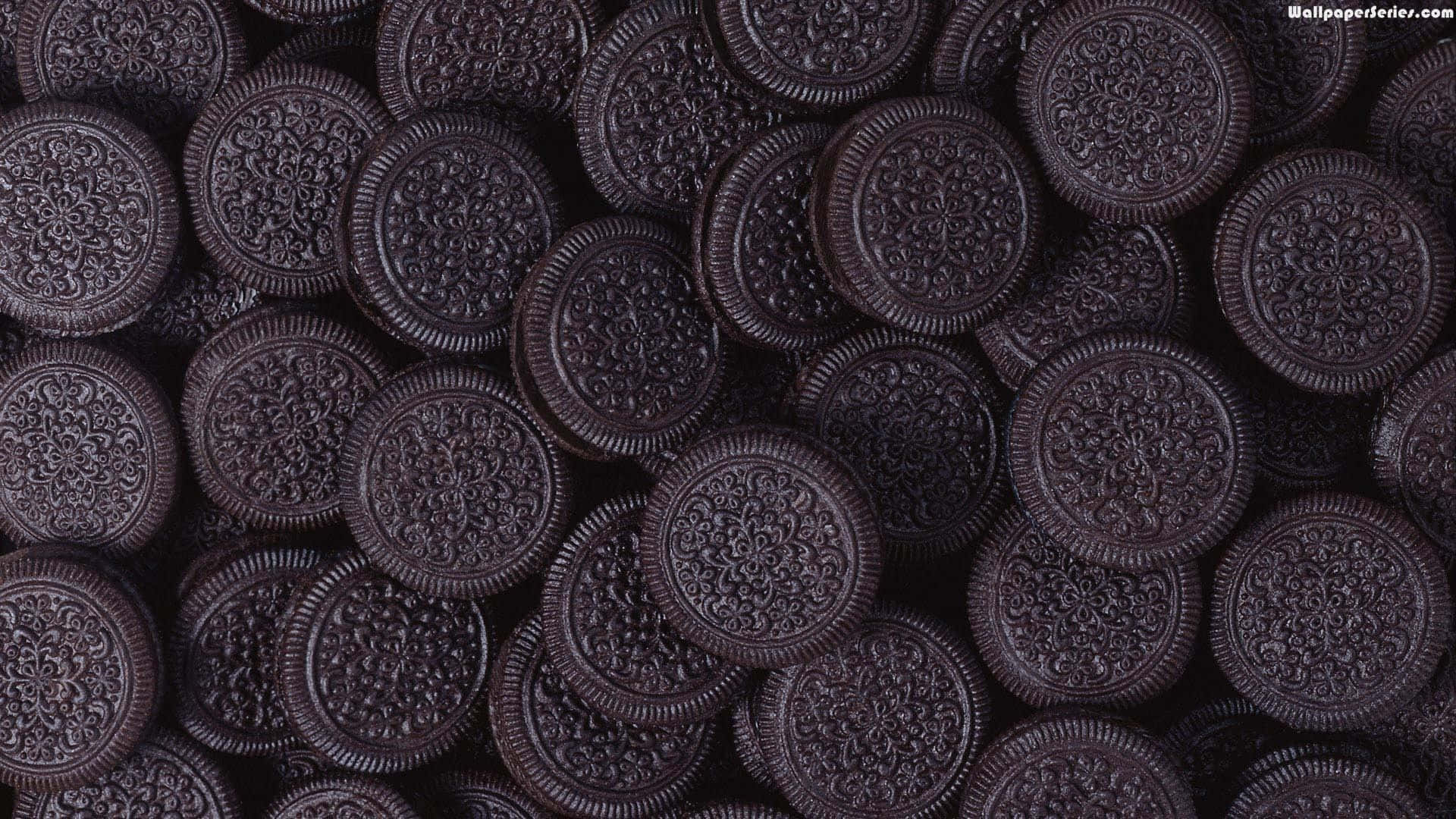 Oreo Cookie, dark chocolate cookies, intricate embossed patterns, Full HD Desktop Wallpaper