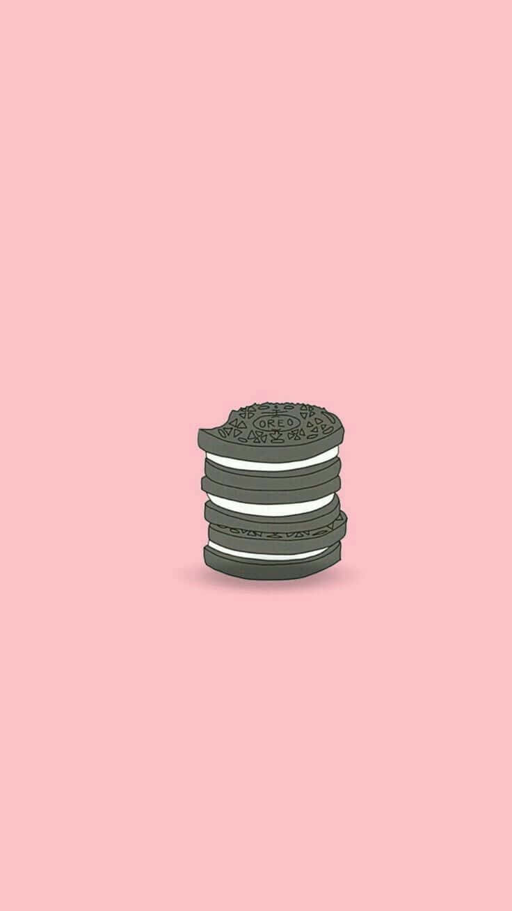 Oreo Cookie, white cream filling, soft pink background, HD Phone Wallpaper