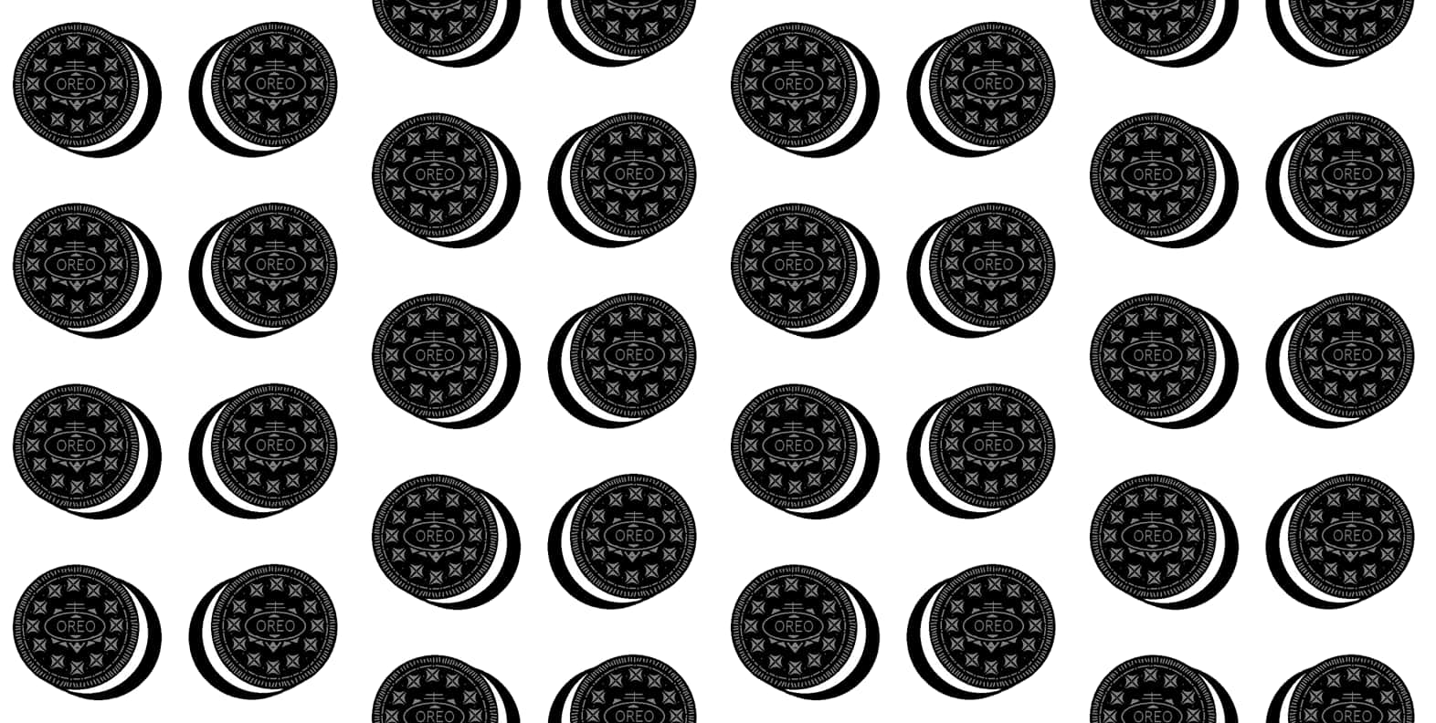 Oreo Cookie, black and white repeating pattern, circular Oreo cookies, HD Desktop Wallpaper