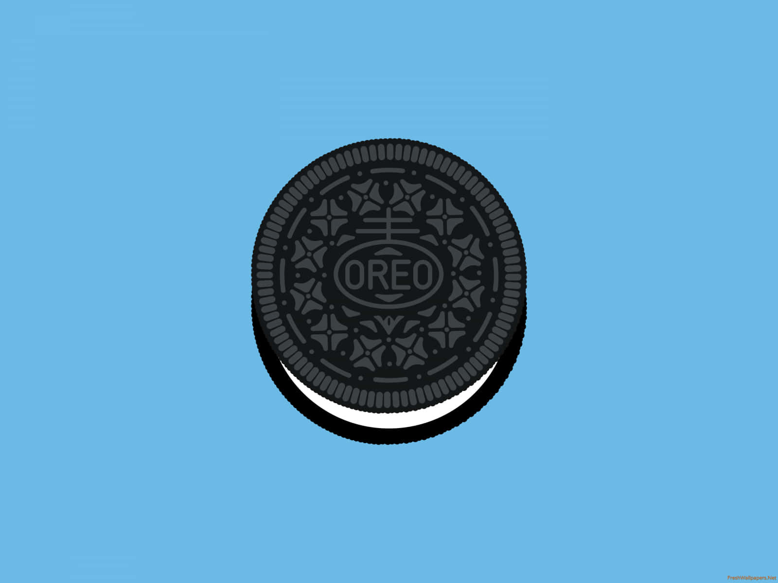 Oreo cookie, white cream filling, light blue background, HD Desktop Wallpaper