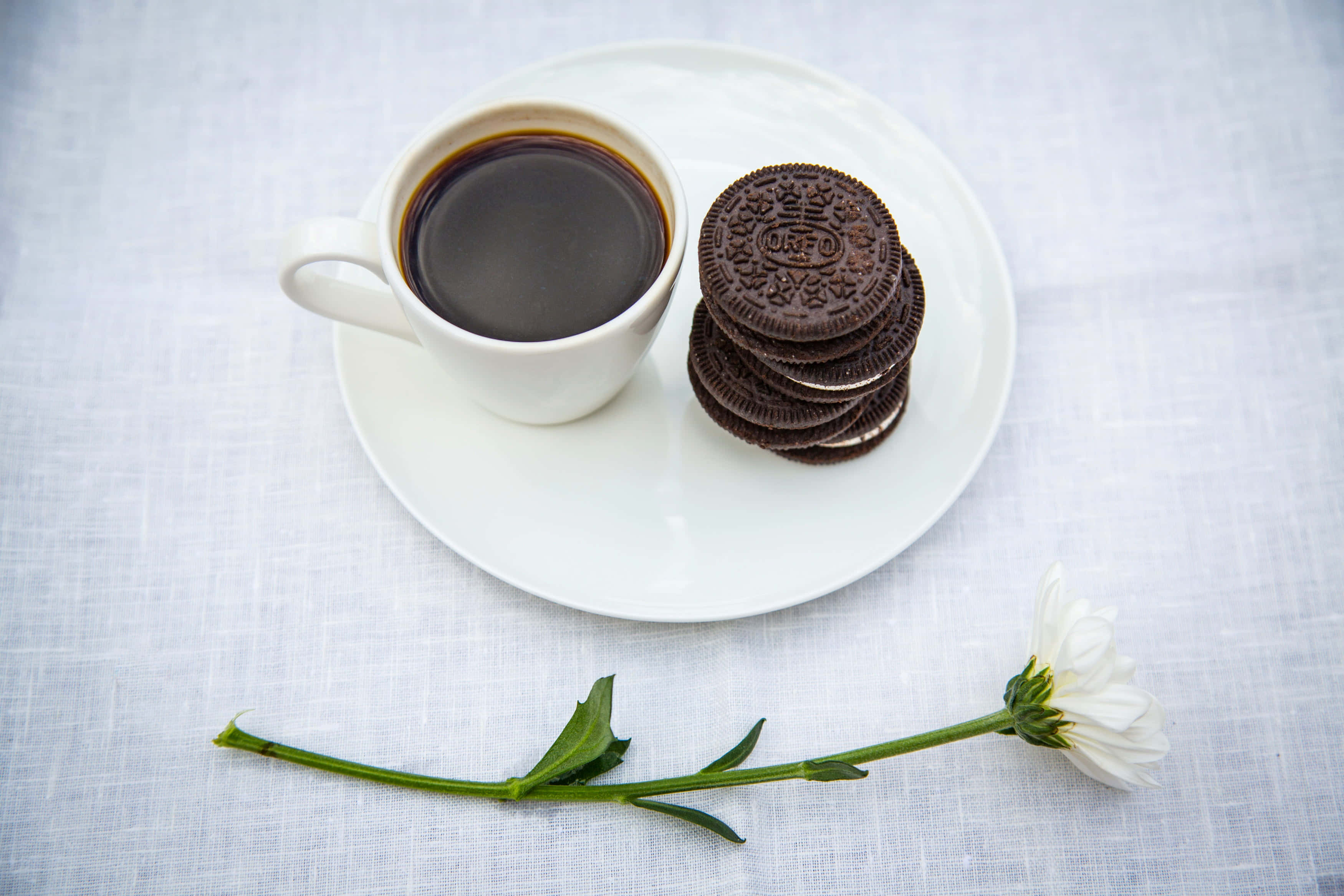 Oreo Cookie, black coffee, chocolate cookies, 2K Desktop Wallpaper