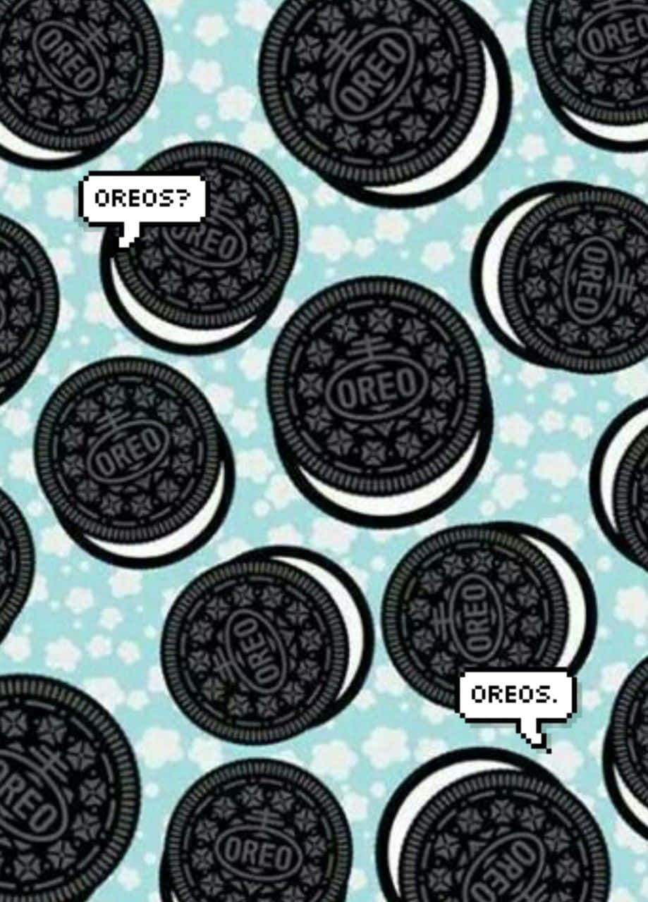 Oreo Cookie, pixel-art style, light blue background, HD Phone Wallpaper