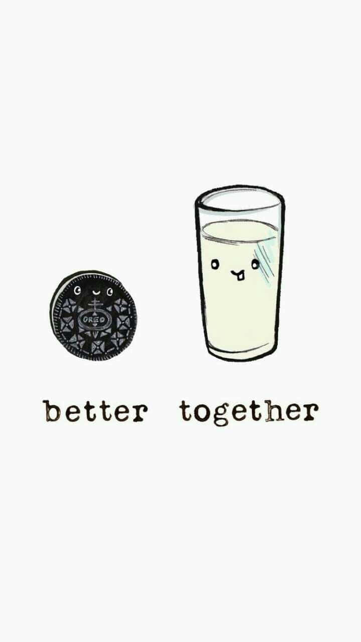 Oreo Cookie, milk glass, smiling faces, HD Phone Wallpaper