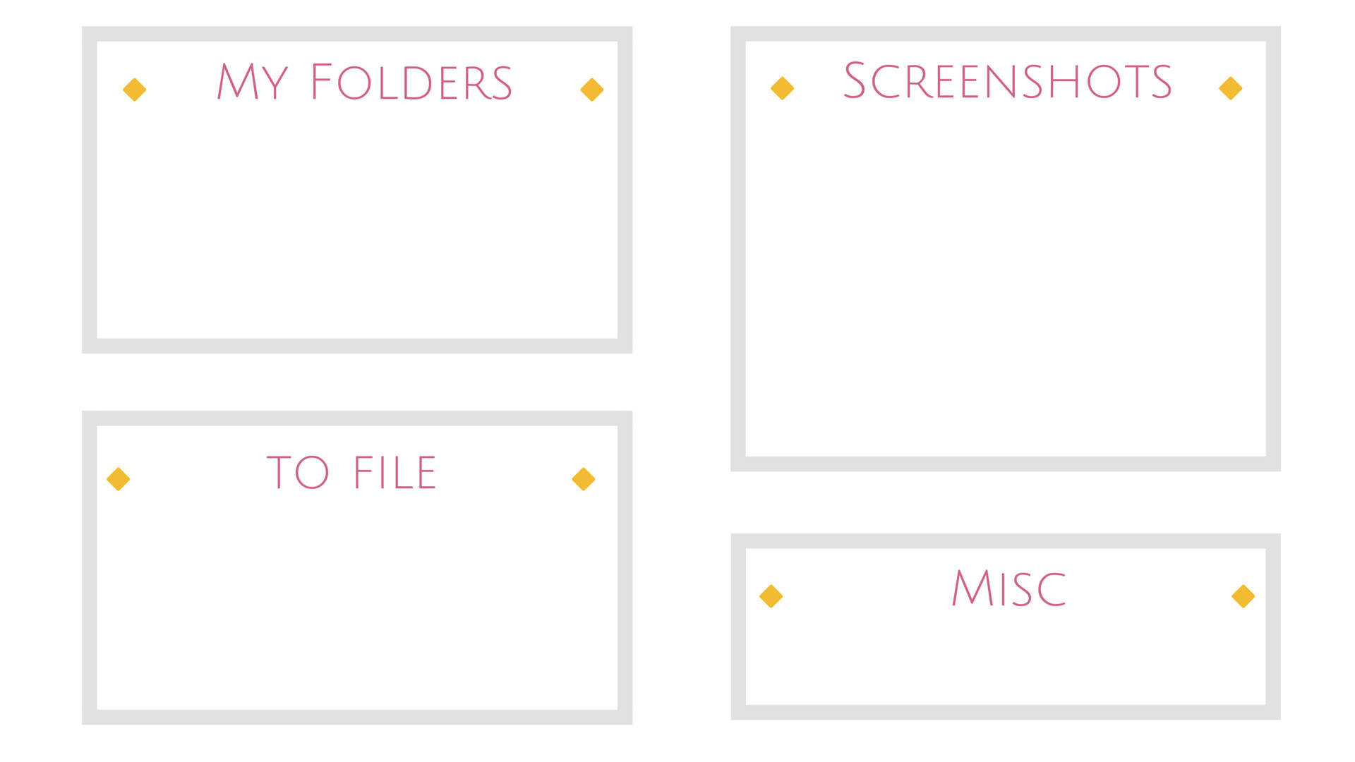 Simple Blue Desktop Organizer, pink text, gold diamond accents, Full HD Desktop Wallpaper
