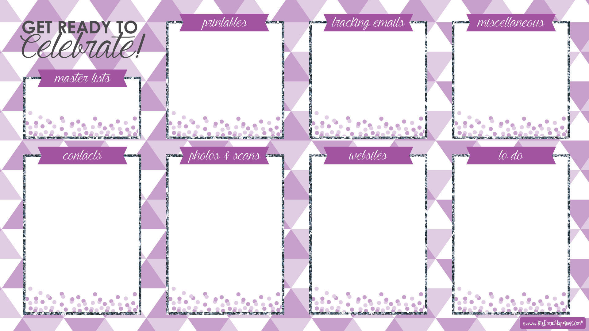 purple geometric pattern, labeled organizational folders, planning, Full HD Desktop Wallpaper