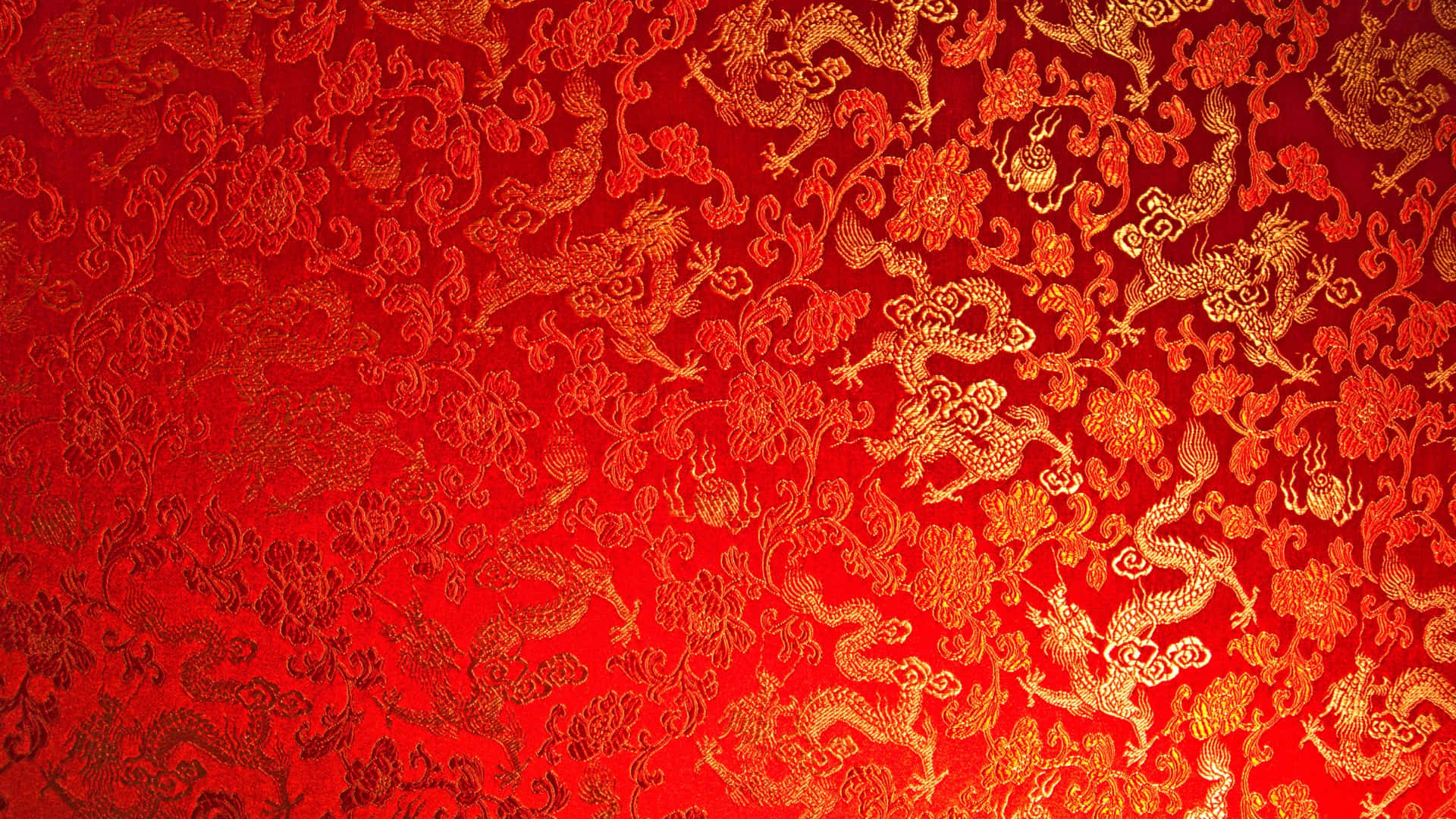 Oriental Red Gold Pattern, red fabric, golden dragons, Full HD Desktop Wallpaper