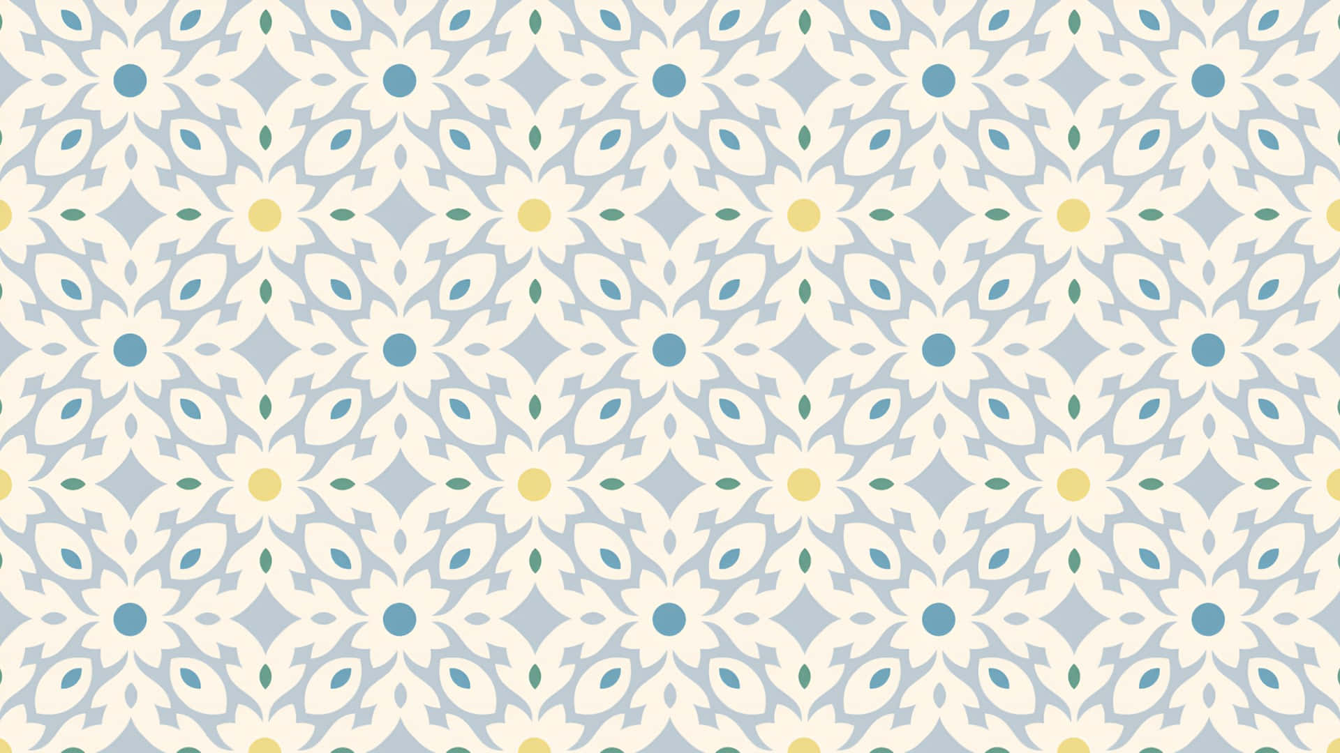 Delicate Oriental Floral Pattern, blue, yellow, Full HD Desktop Wallpaper