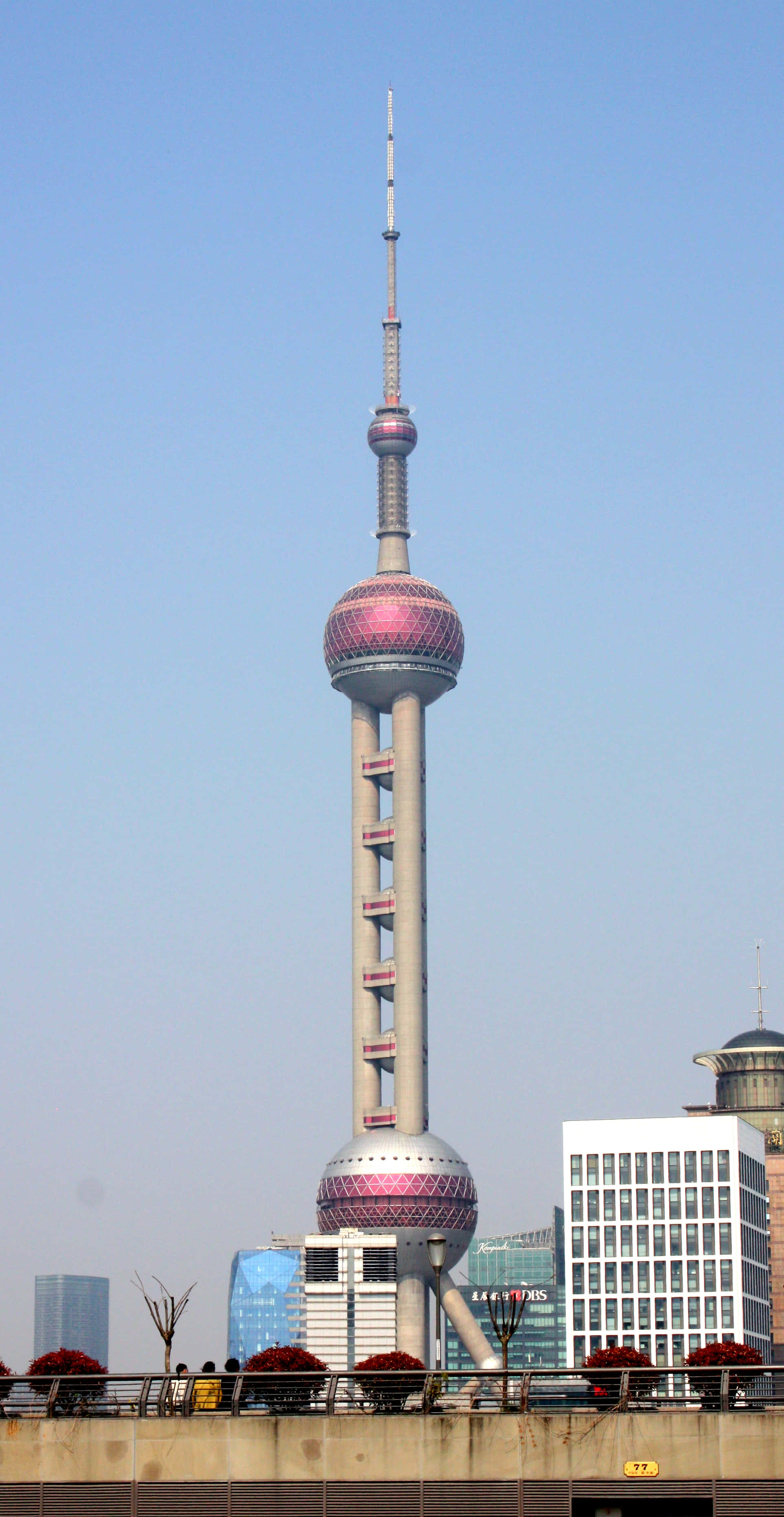 Oriental Pearl Tower, clear blue sky, modern buildings, 2K Phone Wallpaper