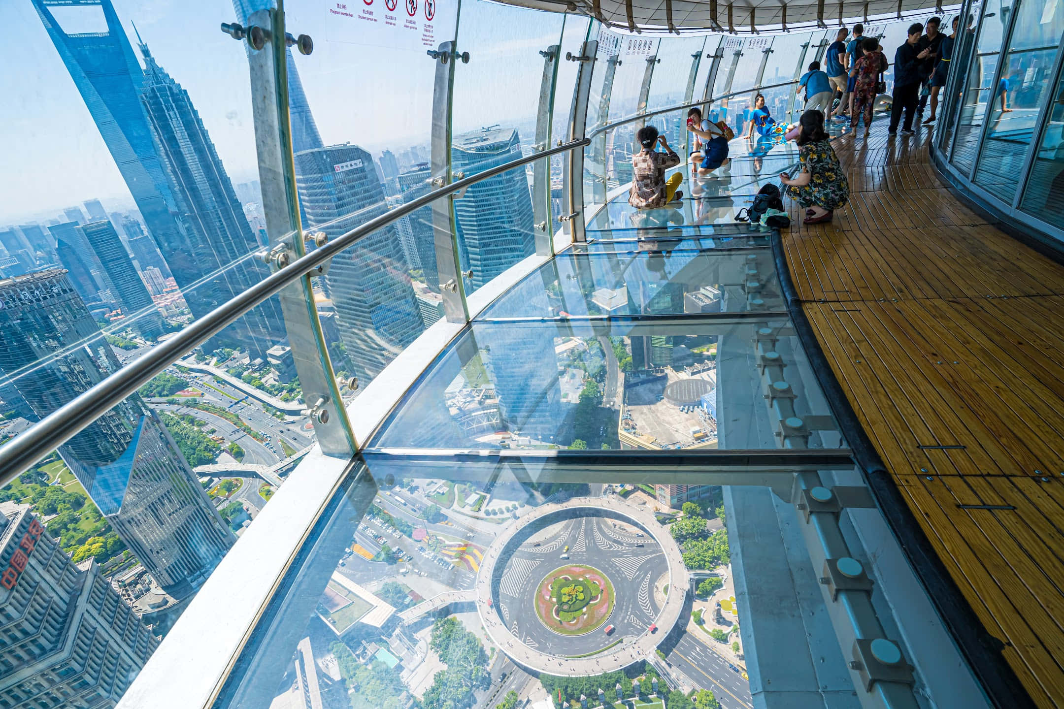 Oriental Pearl Tower, glass-bottomed skywalk, modern cityscape, Full HD Desktop Wallpaper