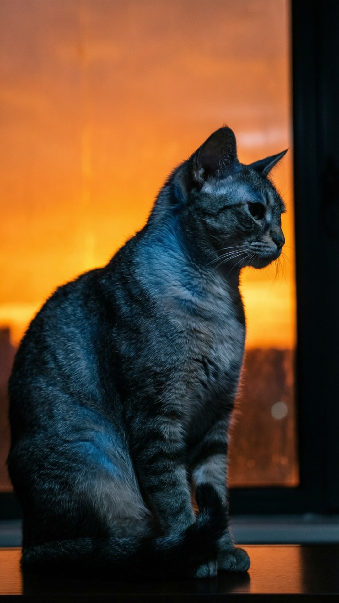 Oriental Shorthair, sunset, silhouette, Full HD Phone Wallpaper