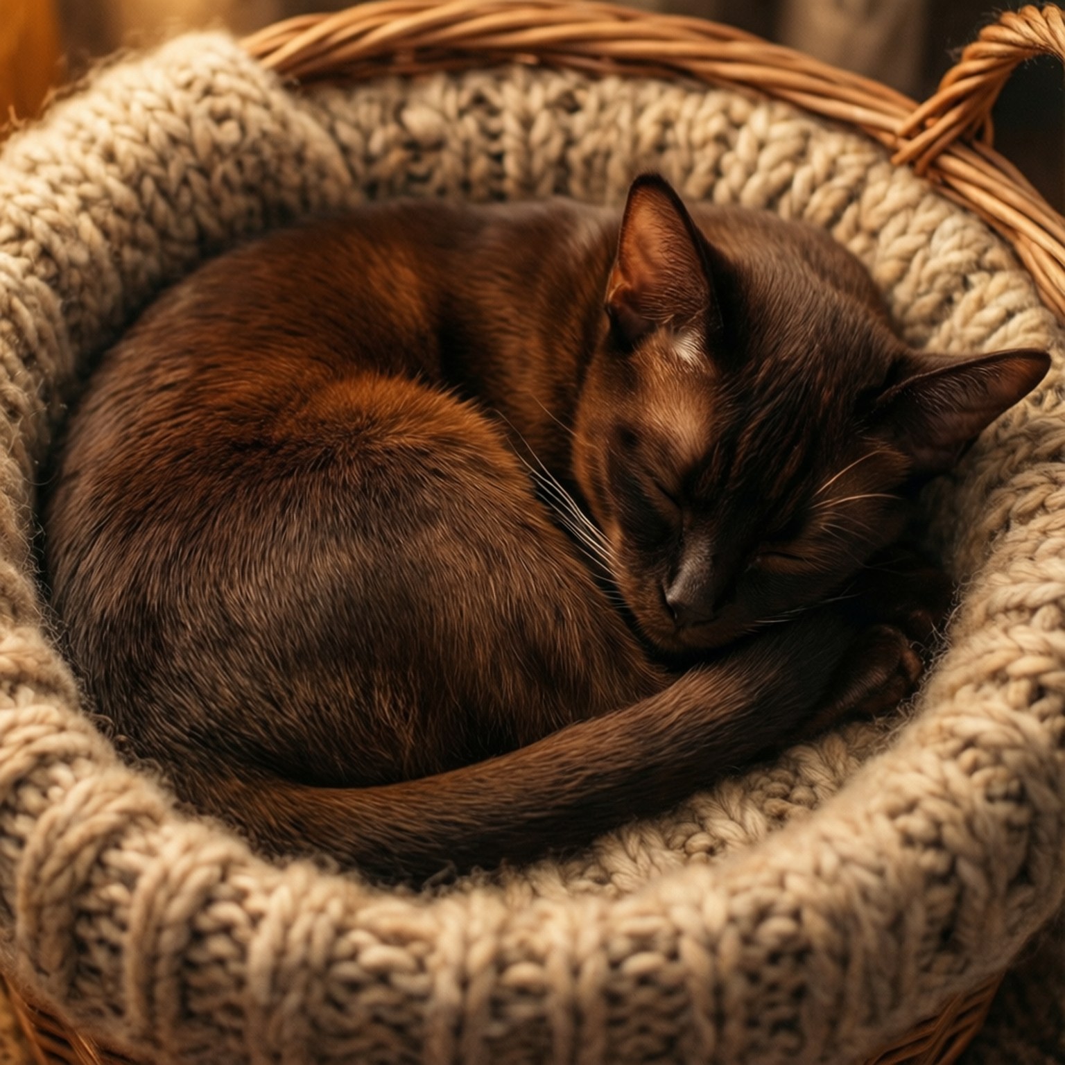 Oriental Shorthair, sleeping, curled, HD Desktop Wallpaper
