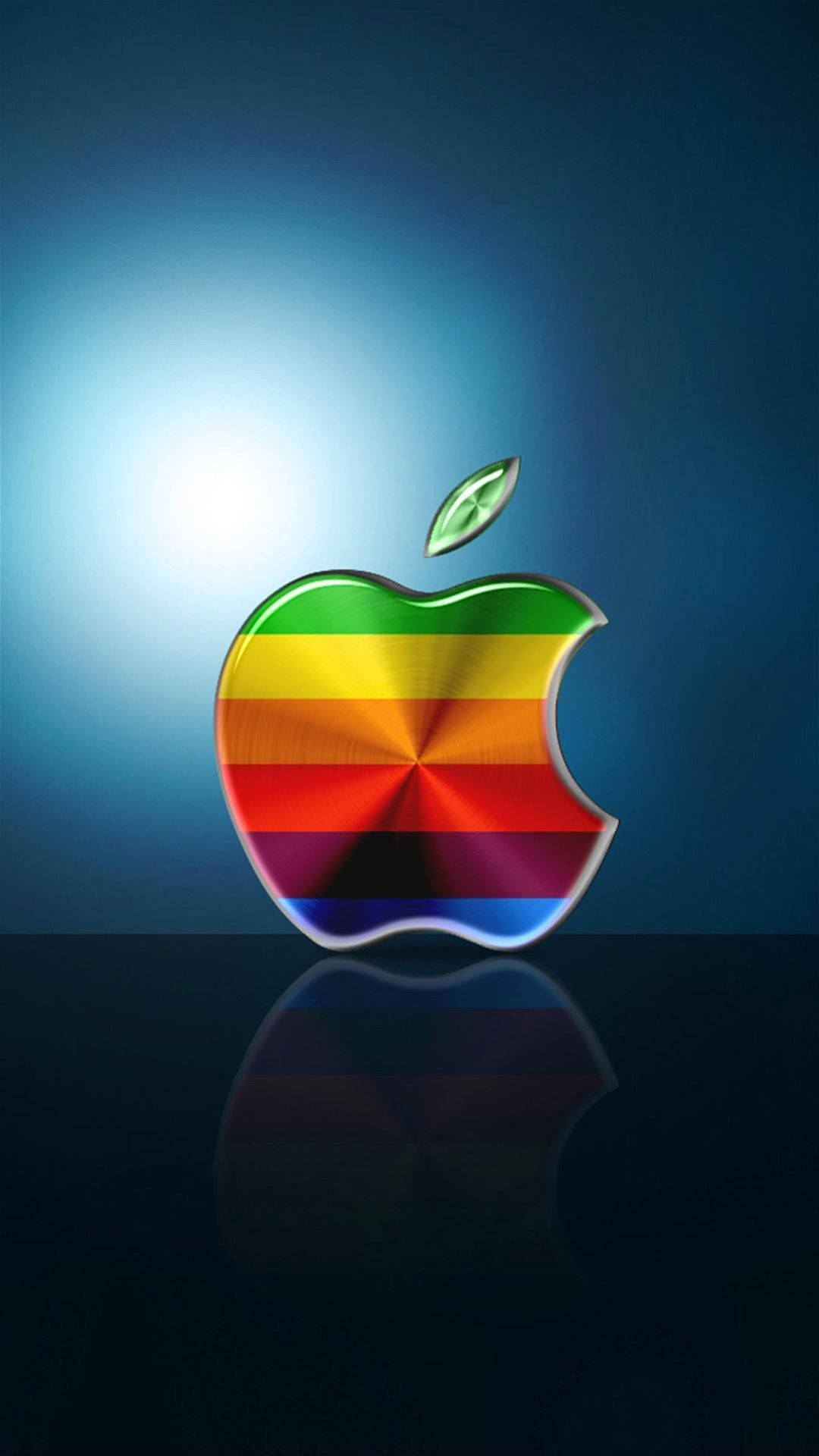 Original iPhone 4, rainbow Apple logo, green leaf, Full HD Phone Wallpaper