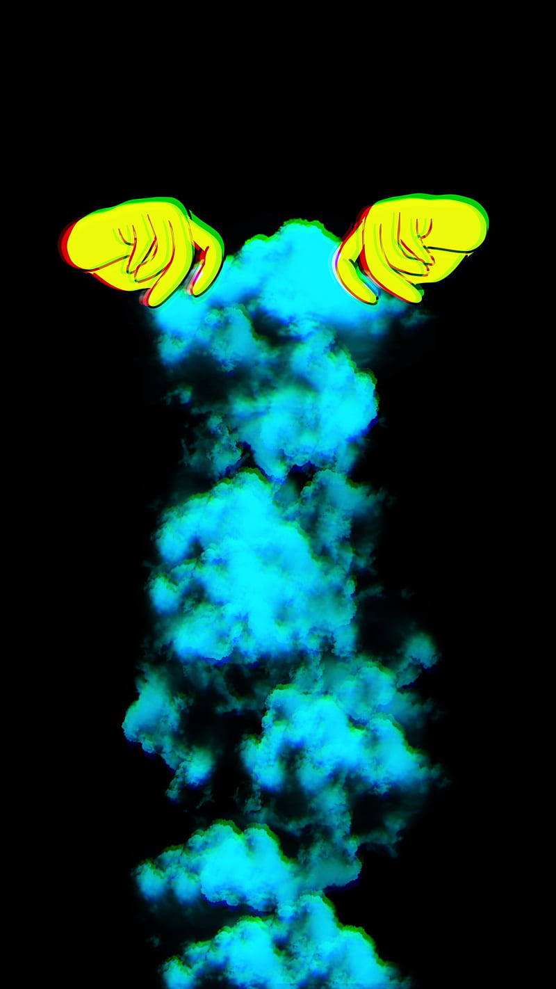 Original iPhone 4, blue smoke, neon yellow, HD Phone Wallpaper