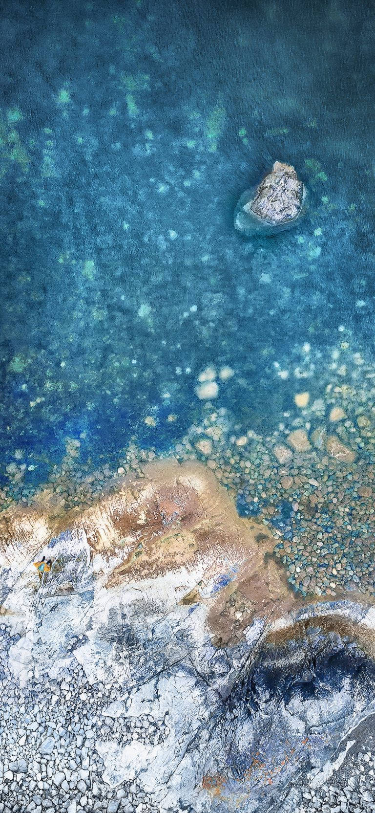 Original iPhone 4, rocky shore, turquoise water, HD Phone Wallpaper