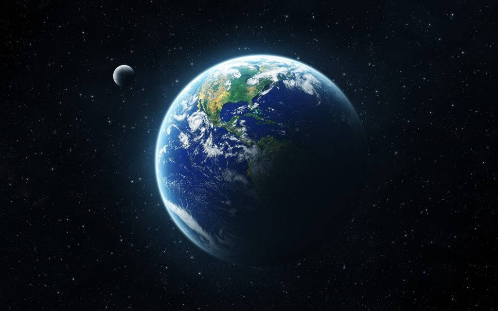 Original iPhone, Earth, crescent moon, SD Desktop Wallpaper
