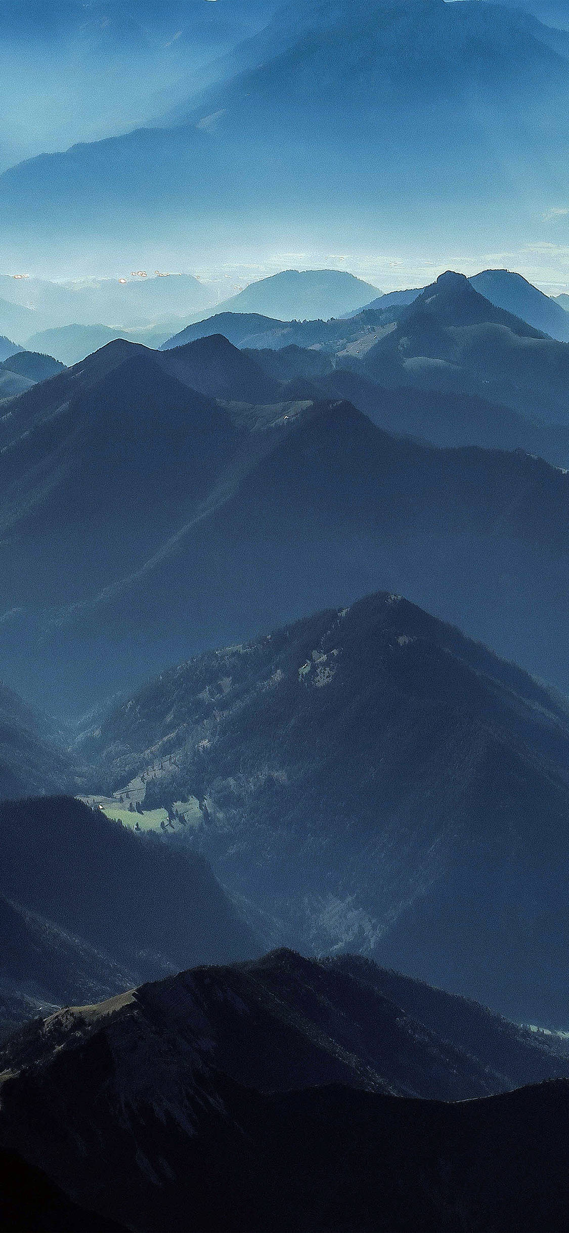 iPhone X, mountain range, misty blue haze, Full HD Phone Wallpaper
