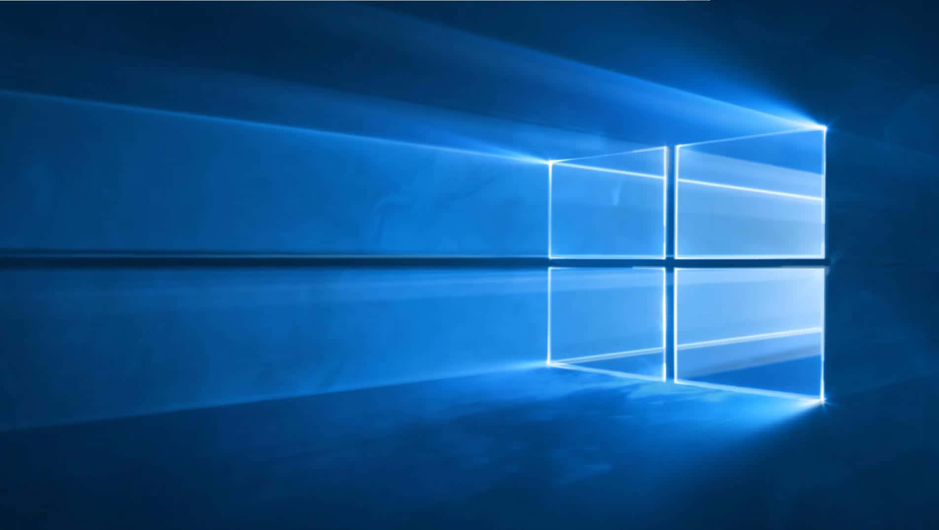 Windows 10 logo, blue background, glowing blue window logo, HD Desktop Wallpaper